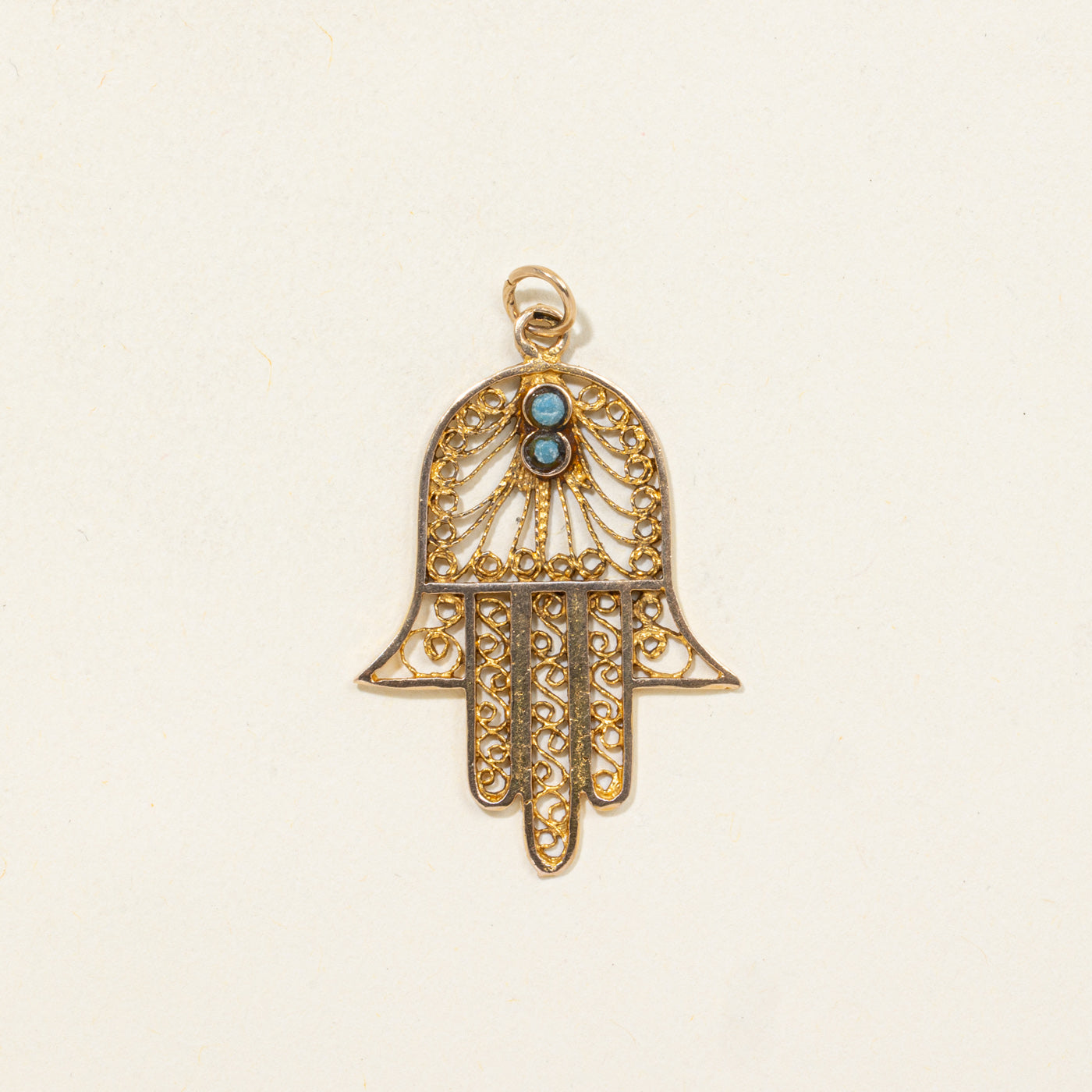 Pendentif Hamsa Turquoise 14K | 0,06 ct