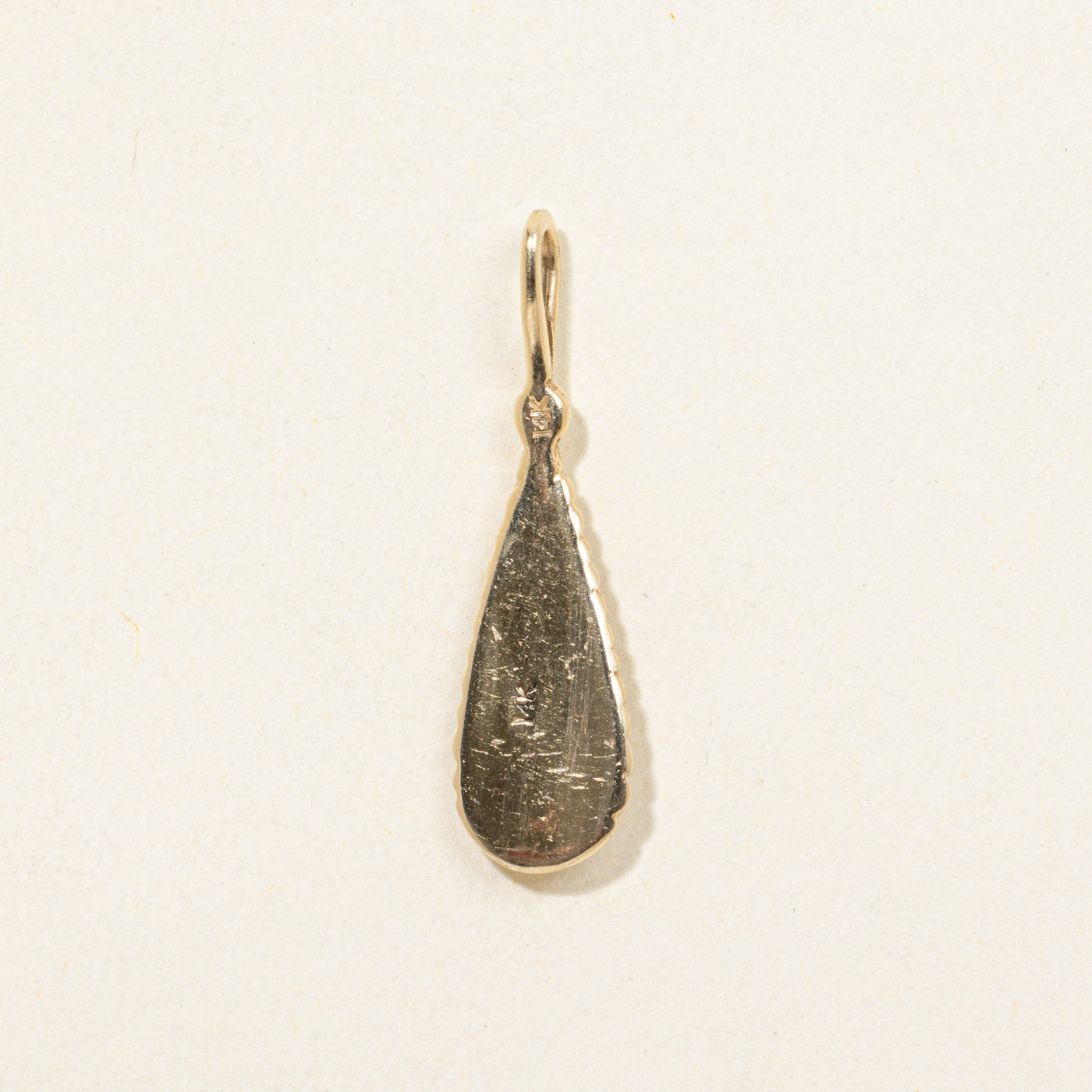 14K Resin Inlay Textured Teardrop Pendant