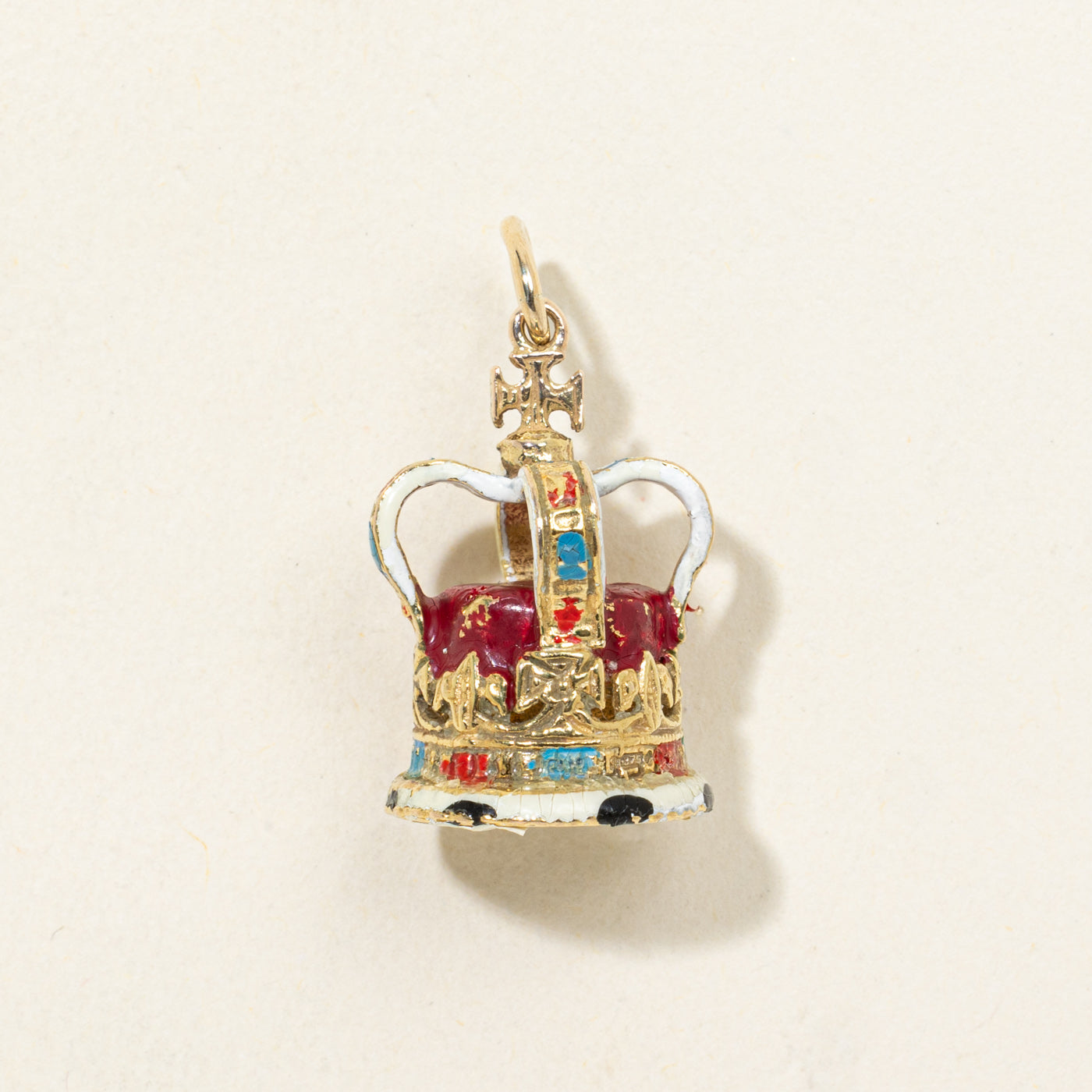 10K Yellow Gold Enamel Crown Charm