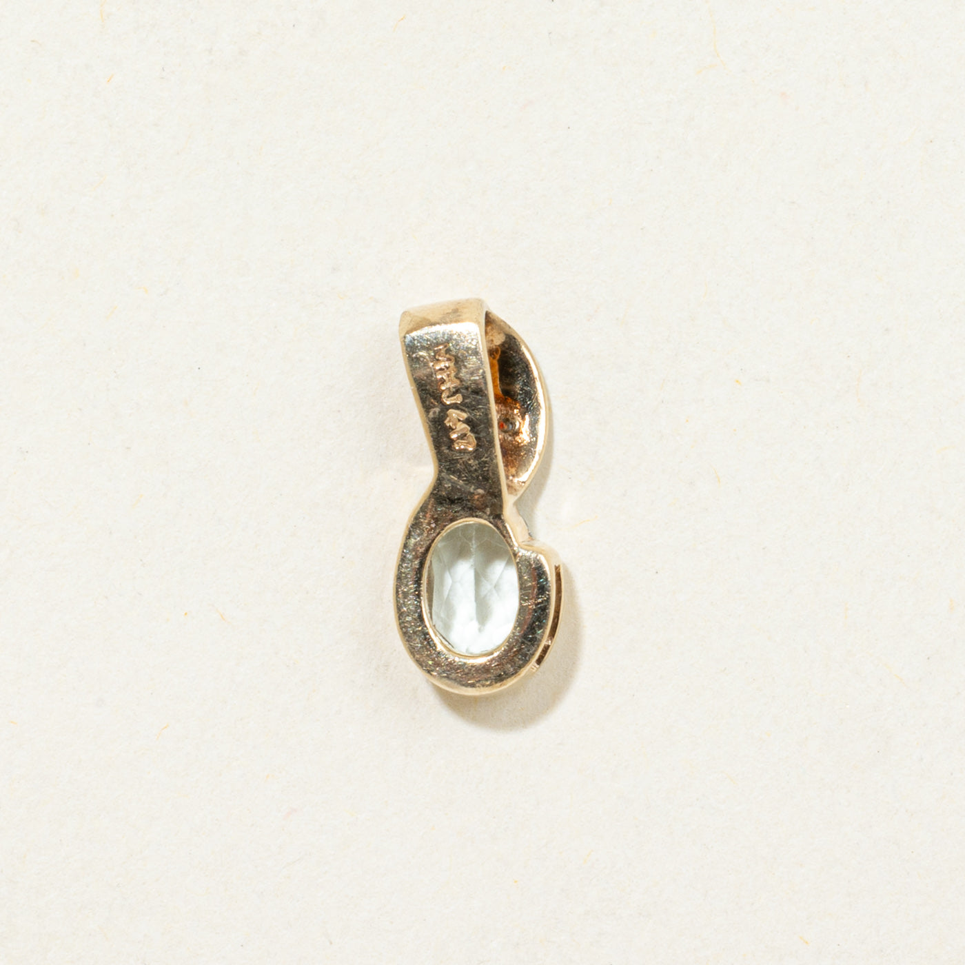 14K Oval Cut Aquamarine & Diamond Pendant | 0.33ct, 0.01ct