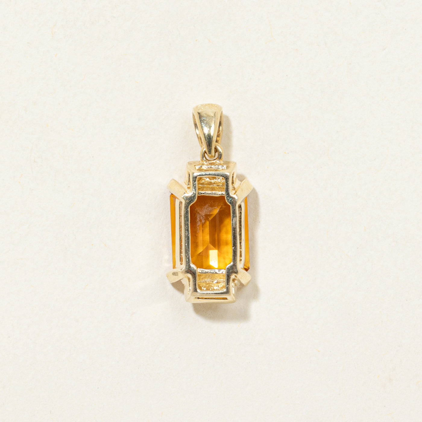 14K Emerald Cut Citrine & Diamond Pendant | 2.00ct, 0.03ctw