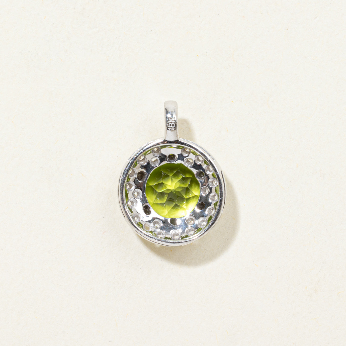 18K Peridot & Diamond Halo Pendant | 2.20ct, 0.15ctw