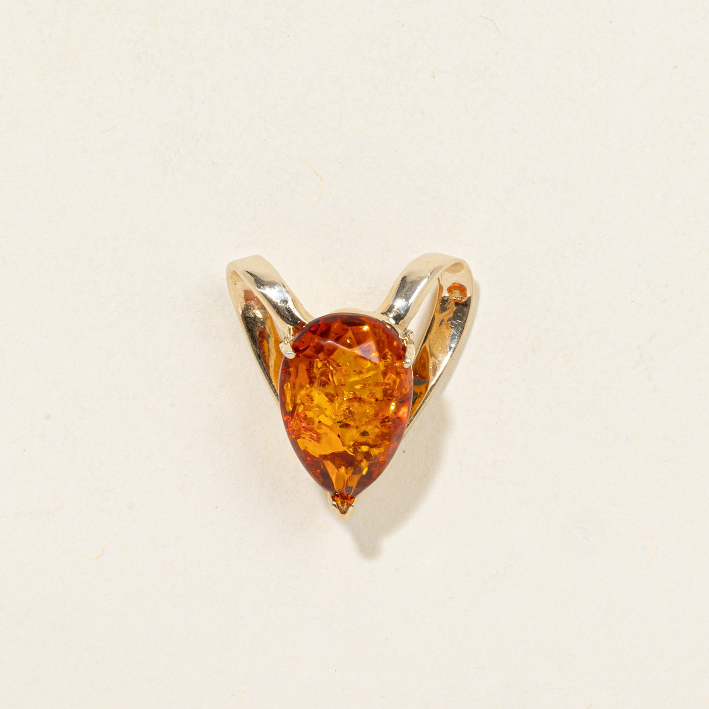 10K Pear Cut Amber Heart Pendant | 2.50ct