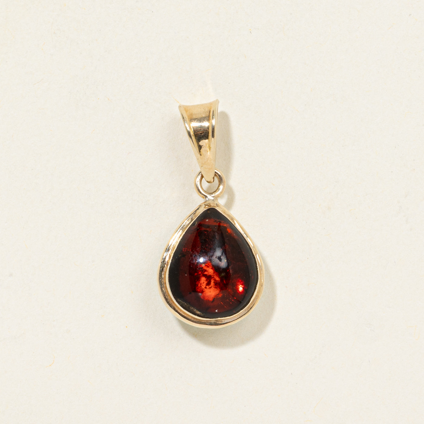 14K Pear Cabochon Garnet & Larimar Pendant | 8.50ctw