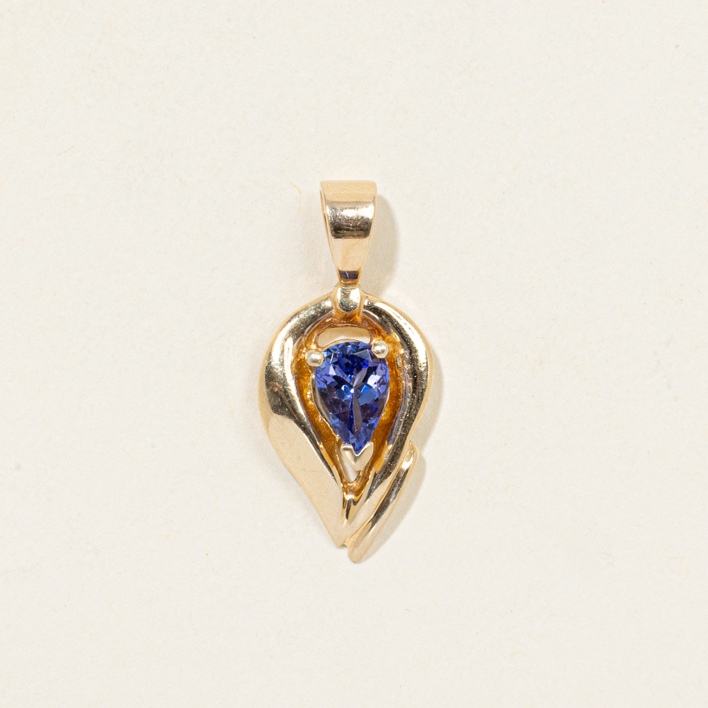 14K Pear Cut Tanzanite Abstract Pendant | 0.90ct