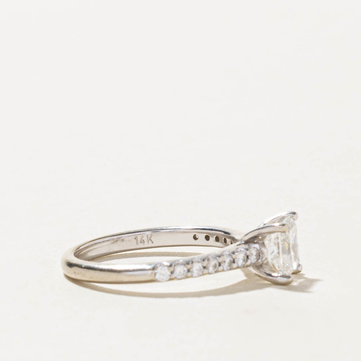 14k Princess Cut Diamond with Accents Engagement Ring | 0.93ctw | SZ 4