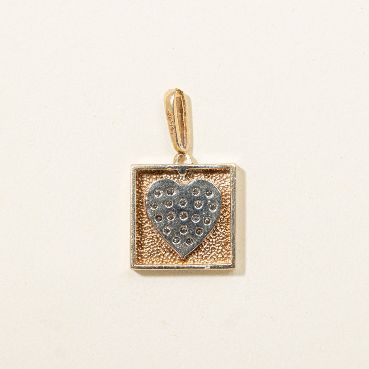 14k Pave Set Diamond Heart Matte Geometric Pendant | 0.28ctw