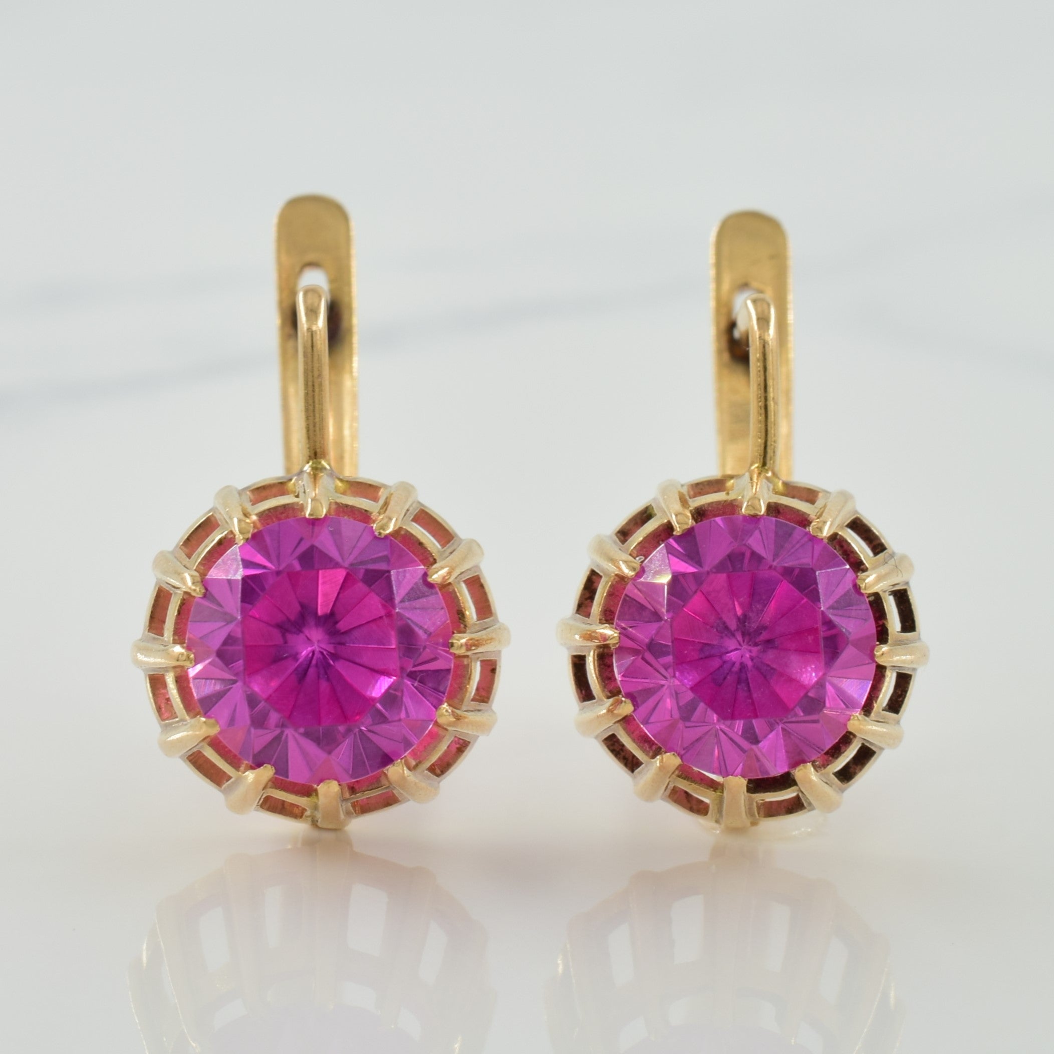 Synthetic Pink Sapphire Earrings | 7.00ctw |