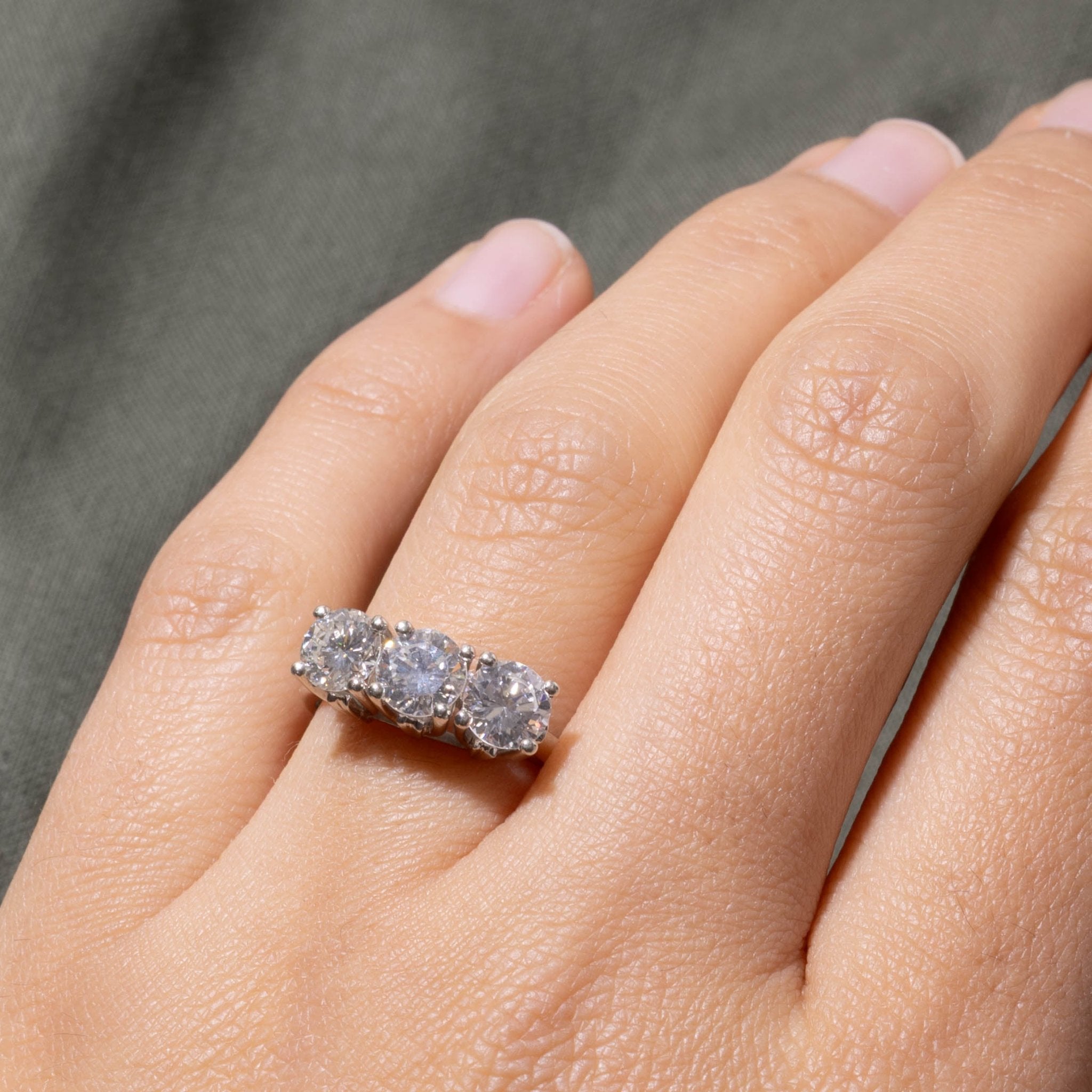 'Birks' Basket Set Three Stone Diamond Ring | 1.27ctw | SZ 6.75