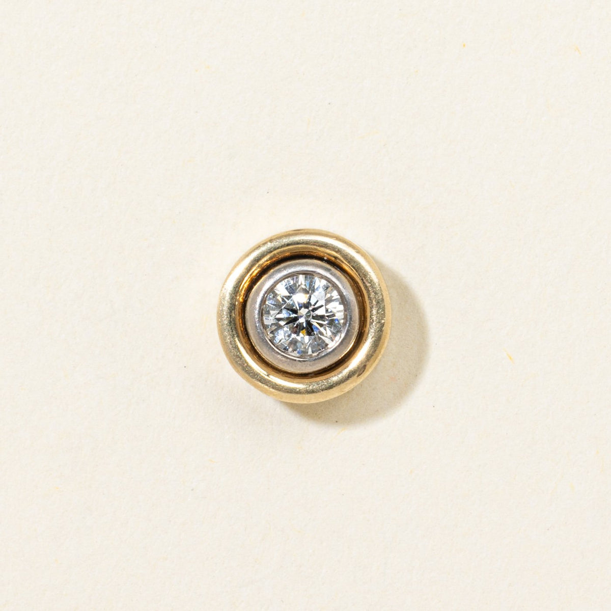 18k Two Tone Bezel Set Diamond Pendant | 0.17ct