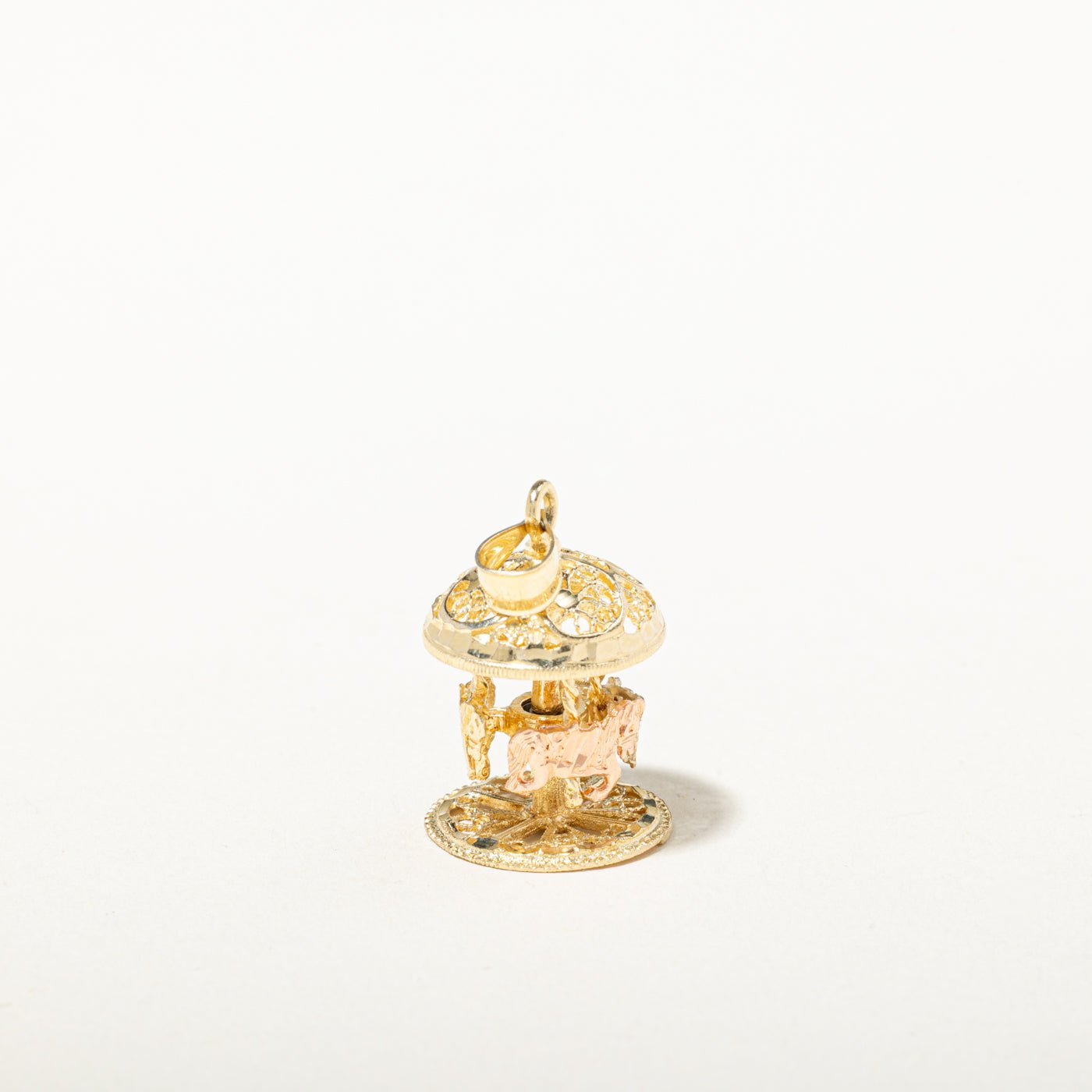 14k Yellow & Rose Gold Milgrained Carousel Charm