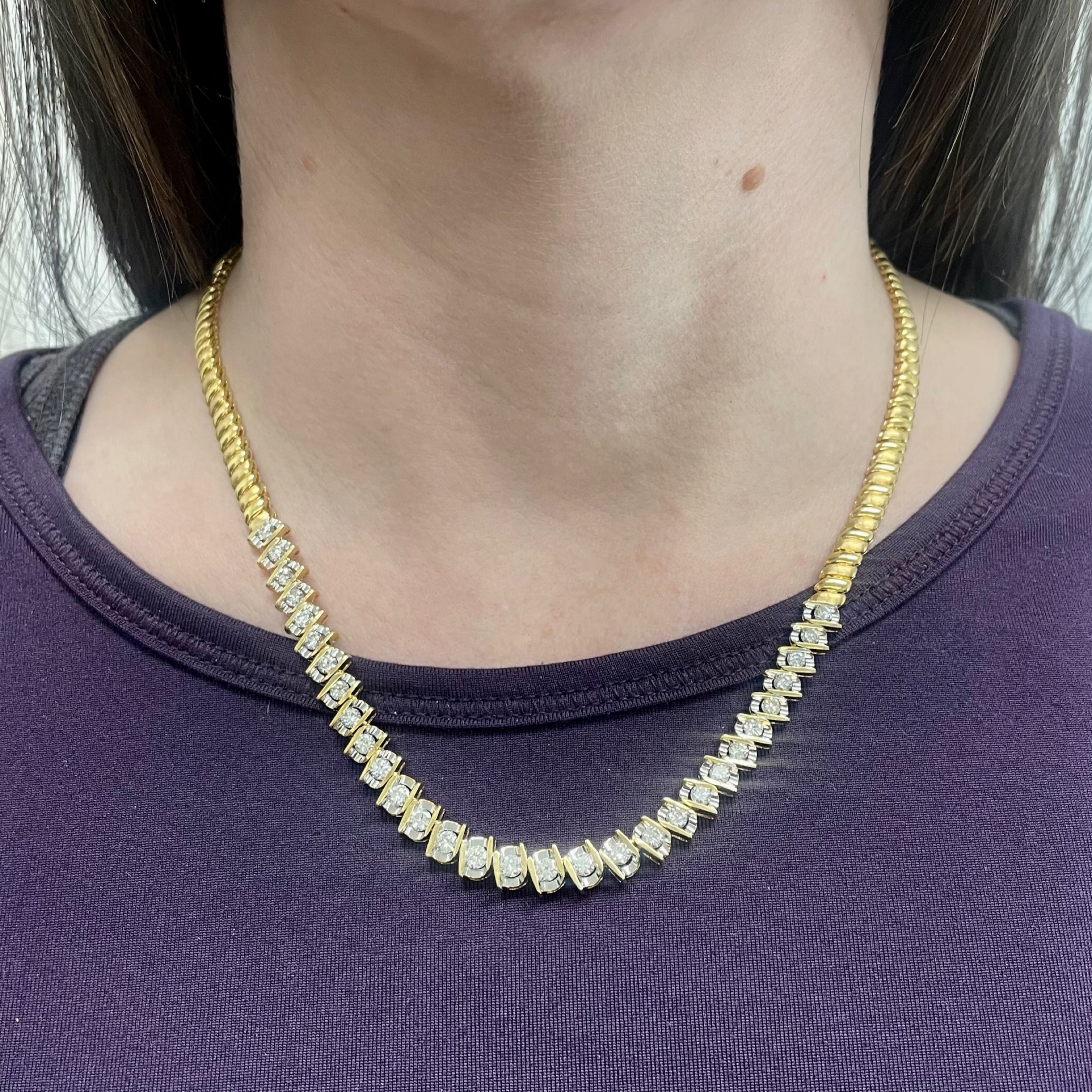 Tension Set Diamond Necklace | 3.00ctw | 16"|