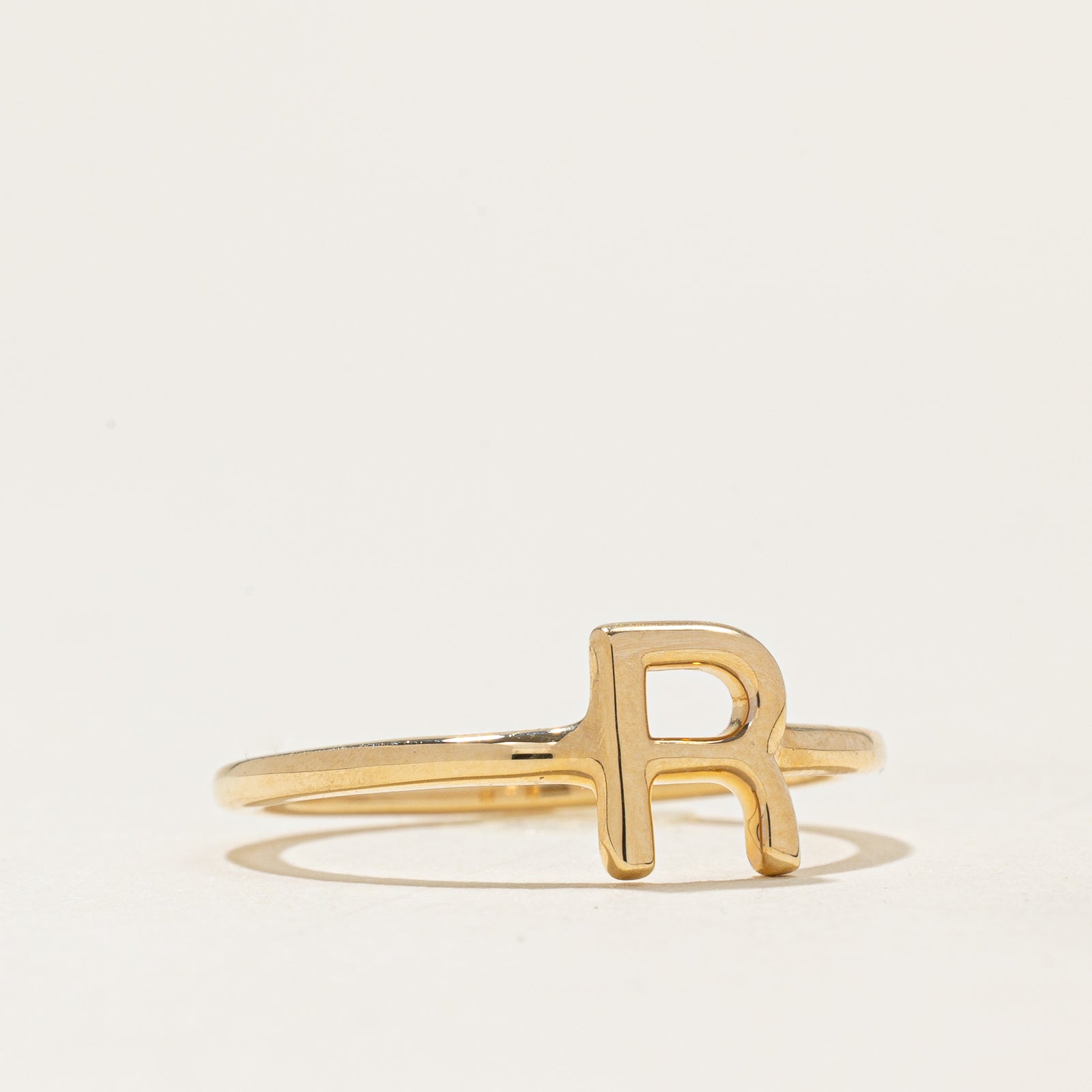 '100 Ways' Yellow Gold 'R' Initial Ring | SZ 7