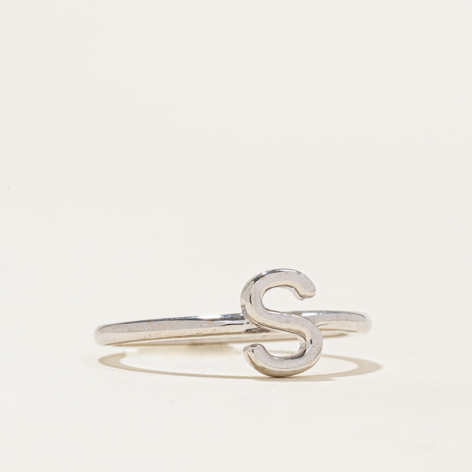 '100 Ways' White Gold 'S' Initial Ring | SZ 7