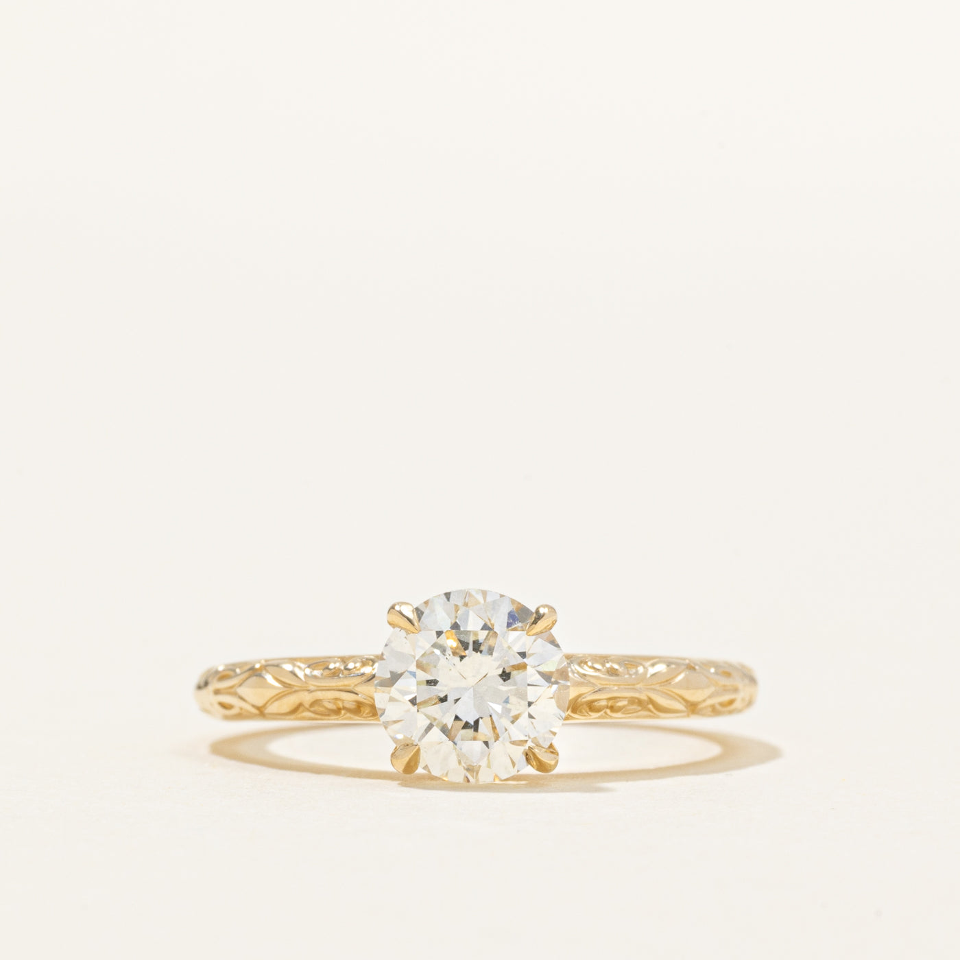 Bague de fiançailles solitaire gravée « 100 façons » | 1,22 ct | Taille 6