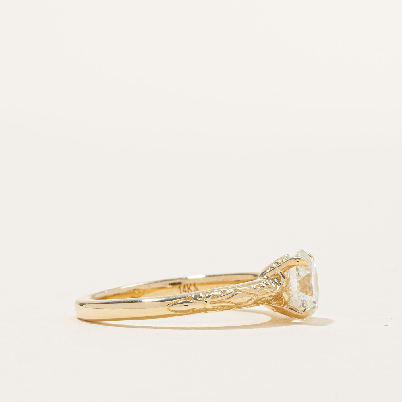 Bague de fiançailles solitaire gravée « 100 façons » | 1,22 ct | Taille 6