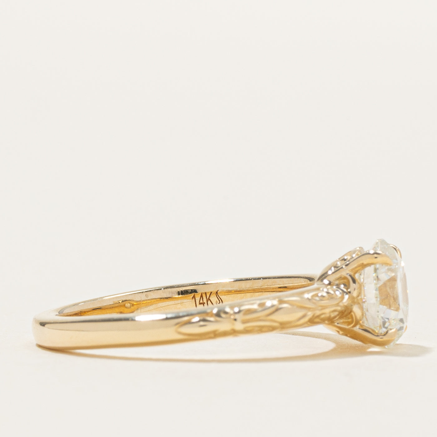 Bague de fiançailles solitaire gravée « 100 façons » | 1,22 ct | Taille 6