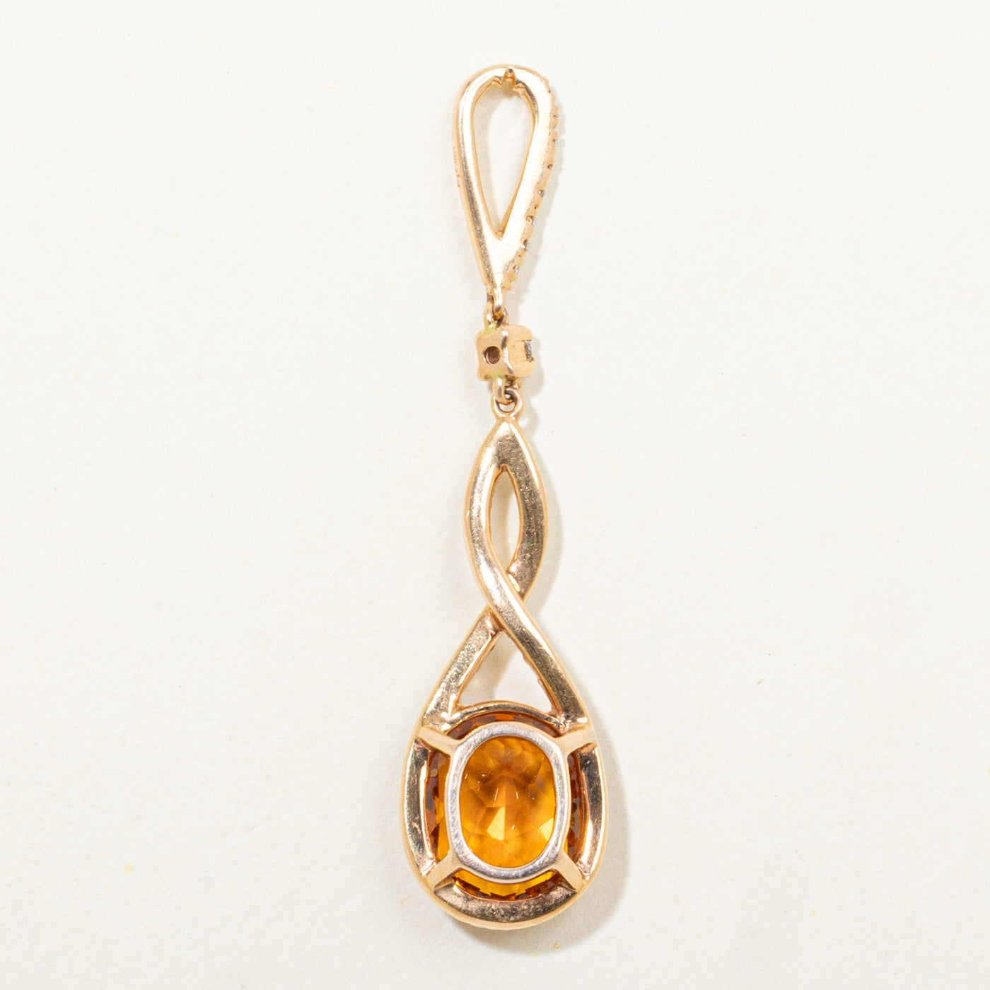 18k Citrine & Diamond Halo Teardrop Pendant | 0.25ctw, 1.75ct