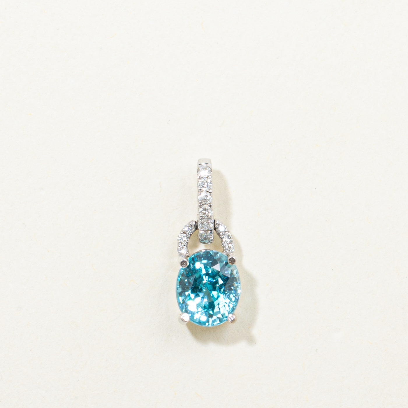 14k Blue Zircon & Diamond Accented Pendant | 1.79ct, 0.08ctw