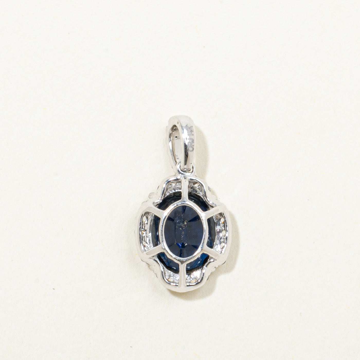 14k Oval Cut Sapphire & Diamond Halo Pendant | 2.03ct, 0.14ctw