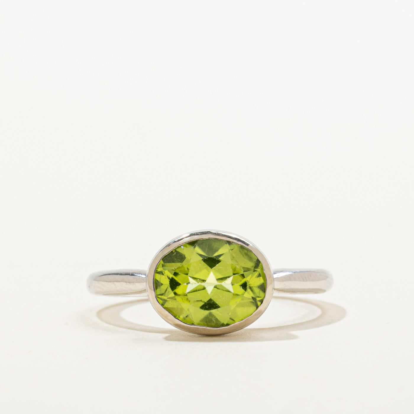 100 Ways' 10k White Gold East West Bezel Set Peridot Ring | 1.82ct | SZ 6.75