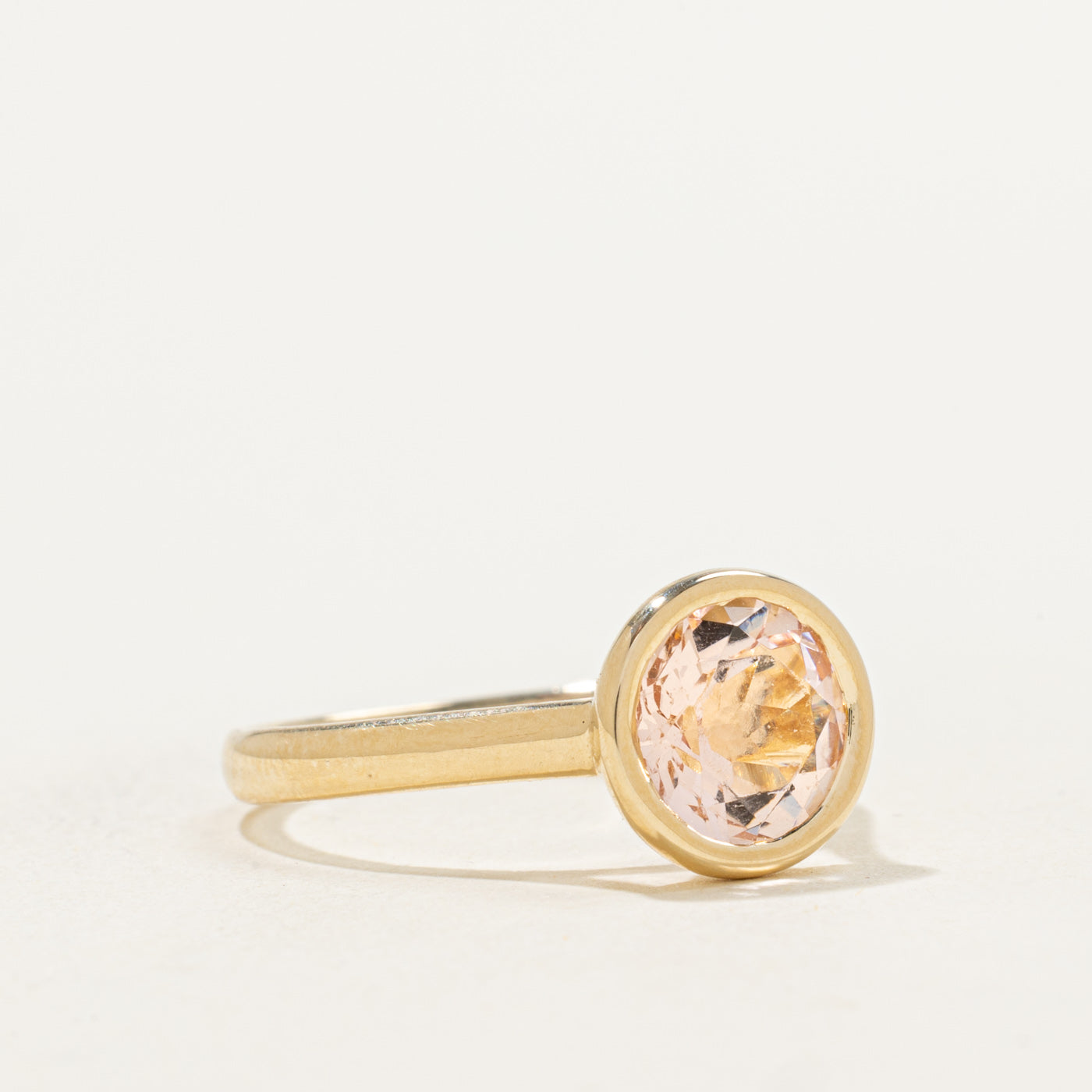 '100 Ways' 10k Yellow Gold Bezel Set Morganite Ring | 1.70ct | SZ 7
