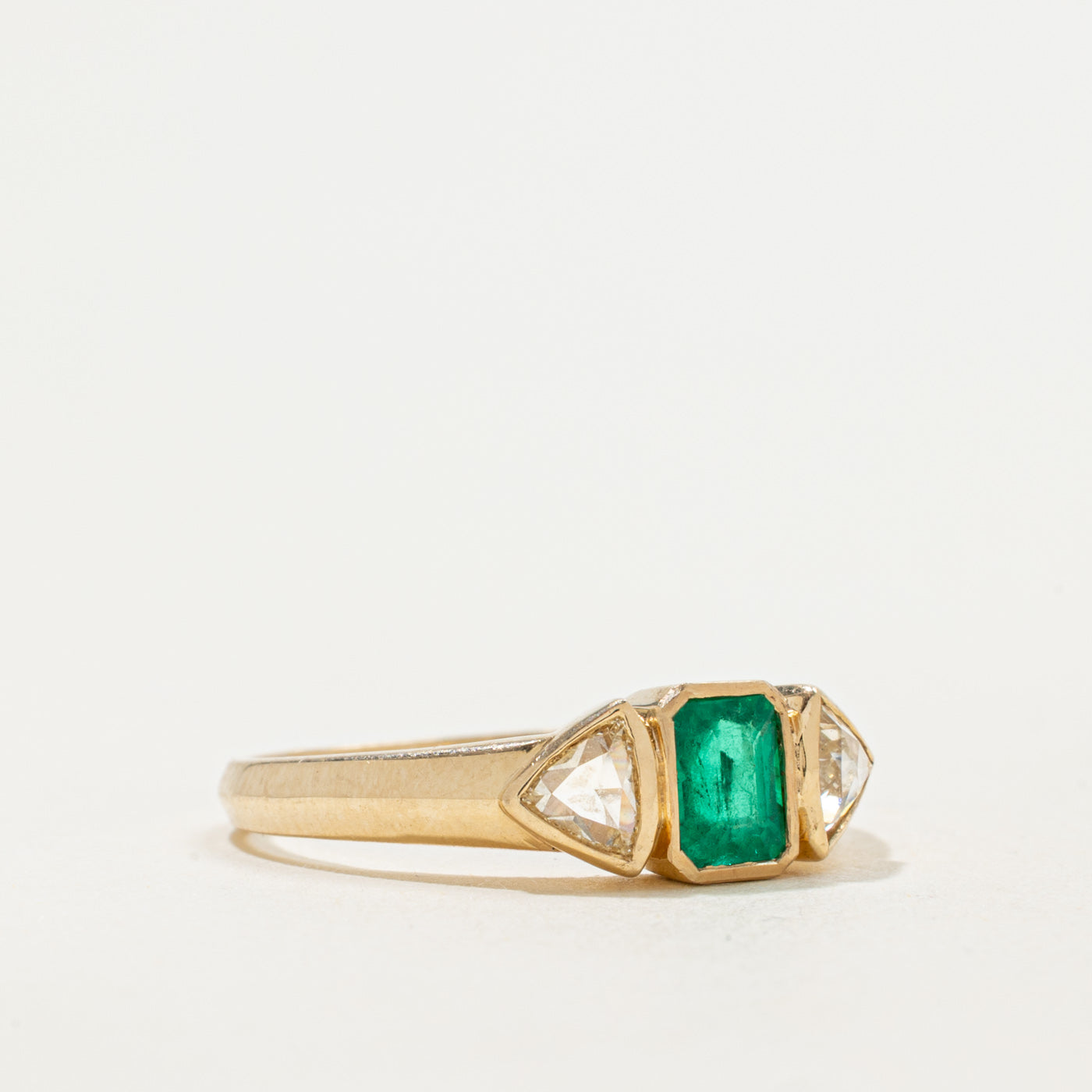 '100 Ways' 9k Emerald & Rose Cut Diamond Accented Ring | 0.62ct, 0.20ctw | SZ 7