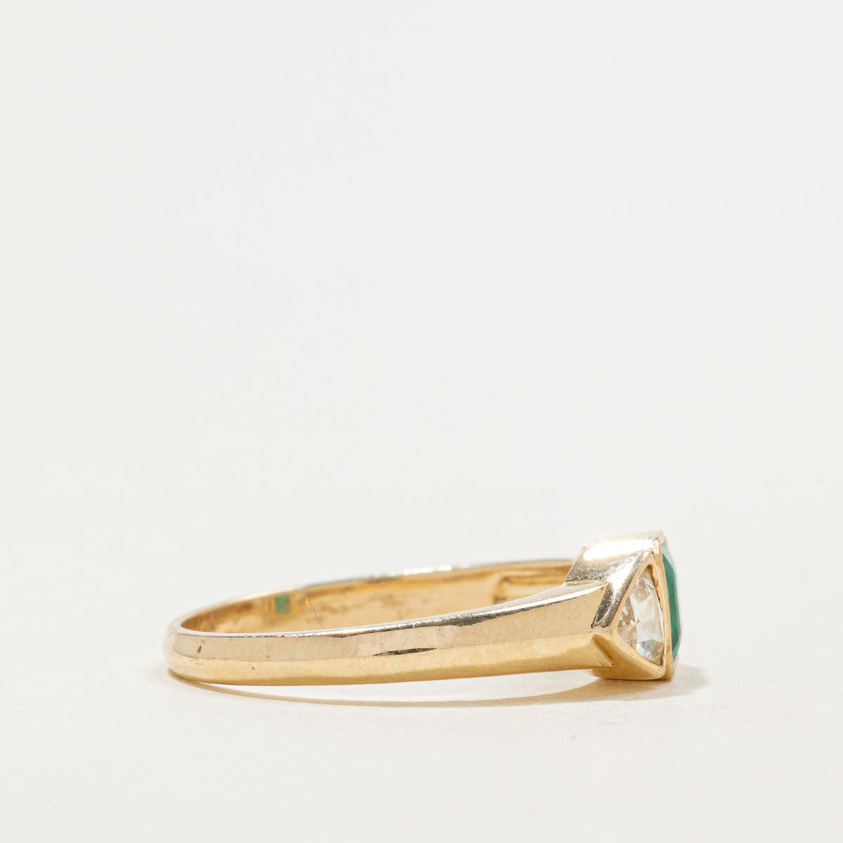 '100 Ways' 9k Emerald & Rose Cut Diamond Accented Ring | 0.62ct, 0.20ctw | SZ 7