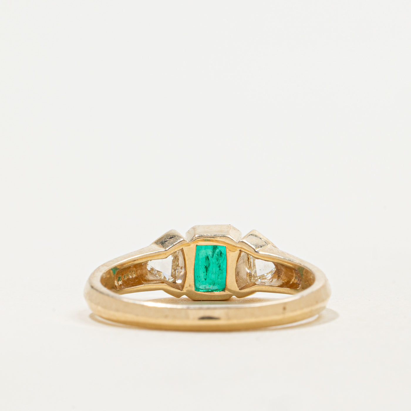 '100 Ways' 9k Emerald & Rose Cut Diamond Accented Ring | 0.62ct, 0.20ctw | SZ 7