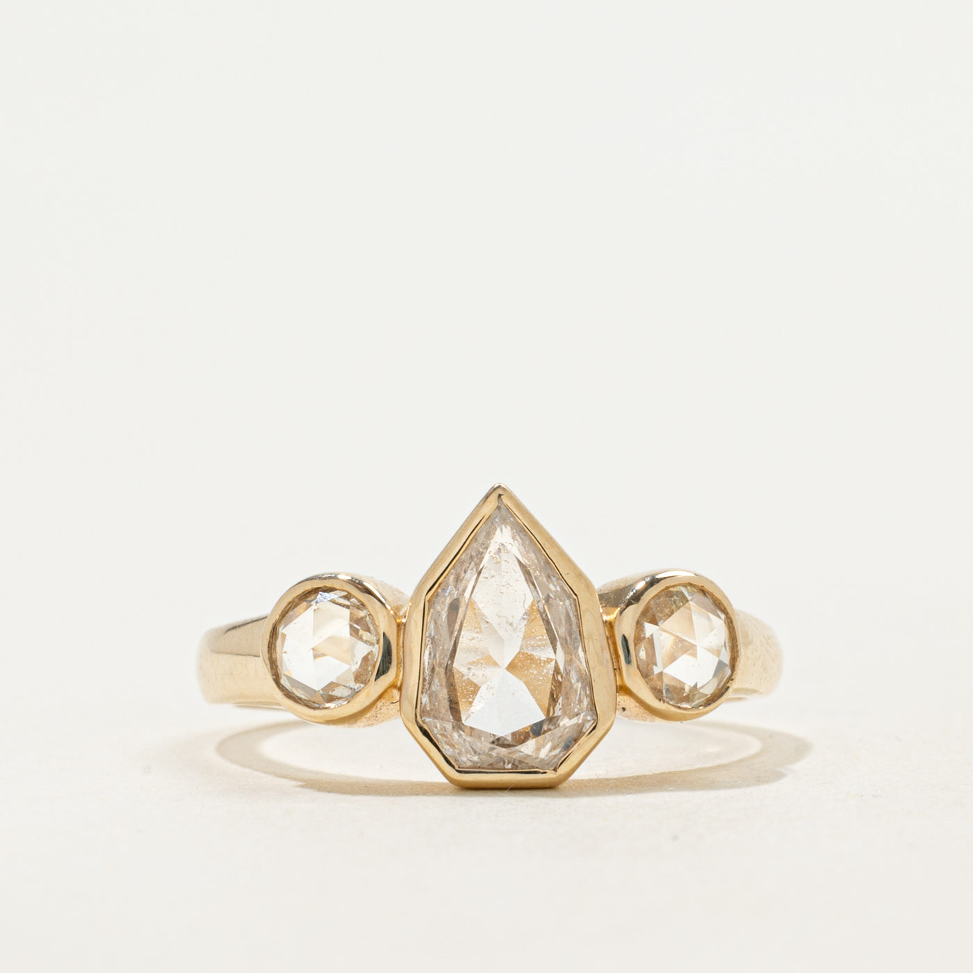 '100 Ways' 9k Yellow Gold Portrait Cut Diamond & Rose Cut Accented Ring | 0.99ct, 0.30ctw | SZ 6