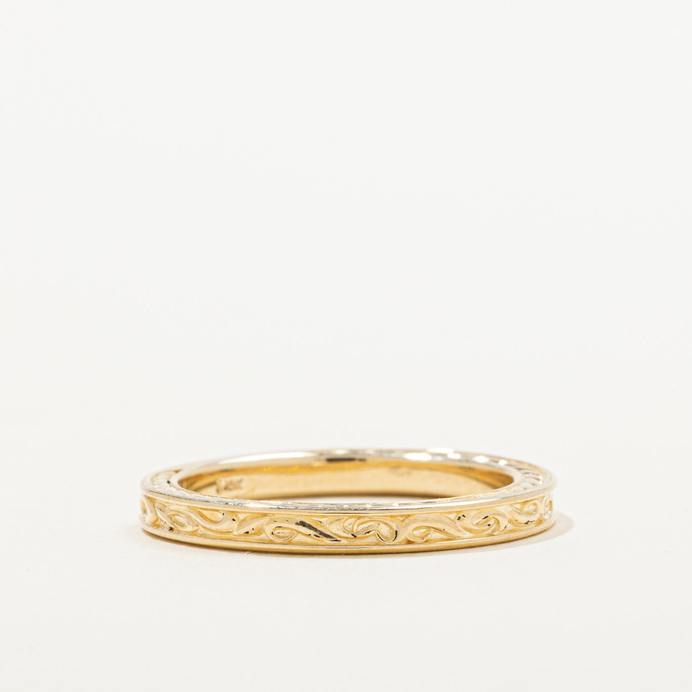 '100 Ways' 10k Yellow Gold Engraved Scrollwork Band | Sizes Available
