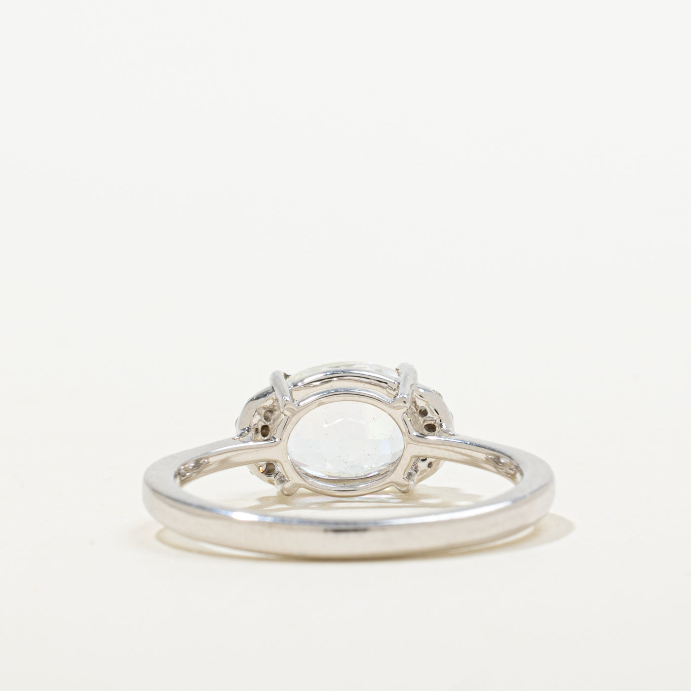 14k East West Moonstone & Diamond Accented Ring | 1.64ct, 0.06ctw | SZ 7