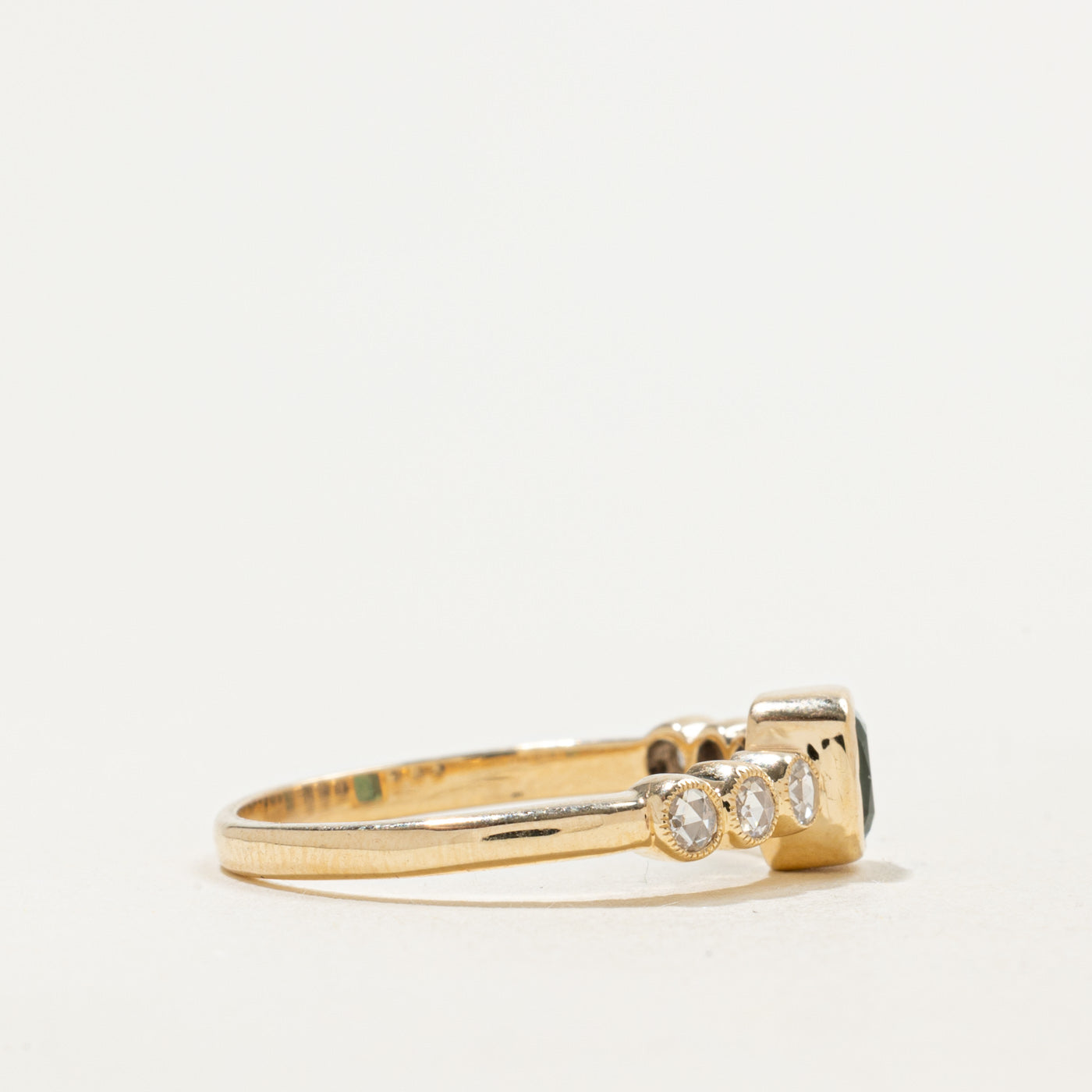 '100 Ways' 9k Yellow Gold Tourmaline & Rose Cut Diamond Accented Ring | 0.56ct, 0.15ctw | SZ 6.75