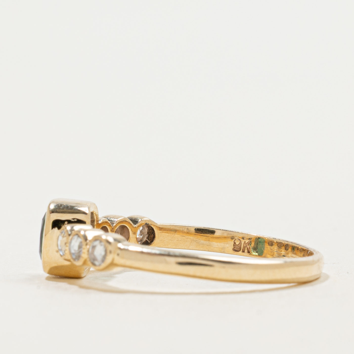 '100 Ways' 9k Yellow Gold Tourmaline & Rose Cut Diamond Accented Ring | 0.56ct, 0.15ctw | SZ 6.75