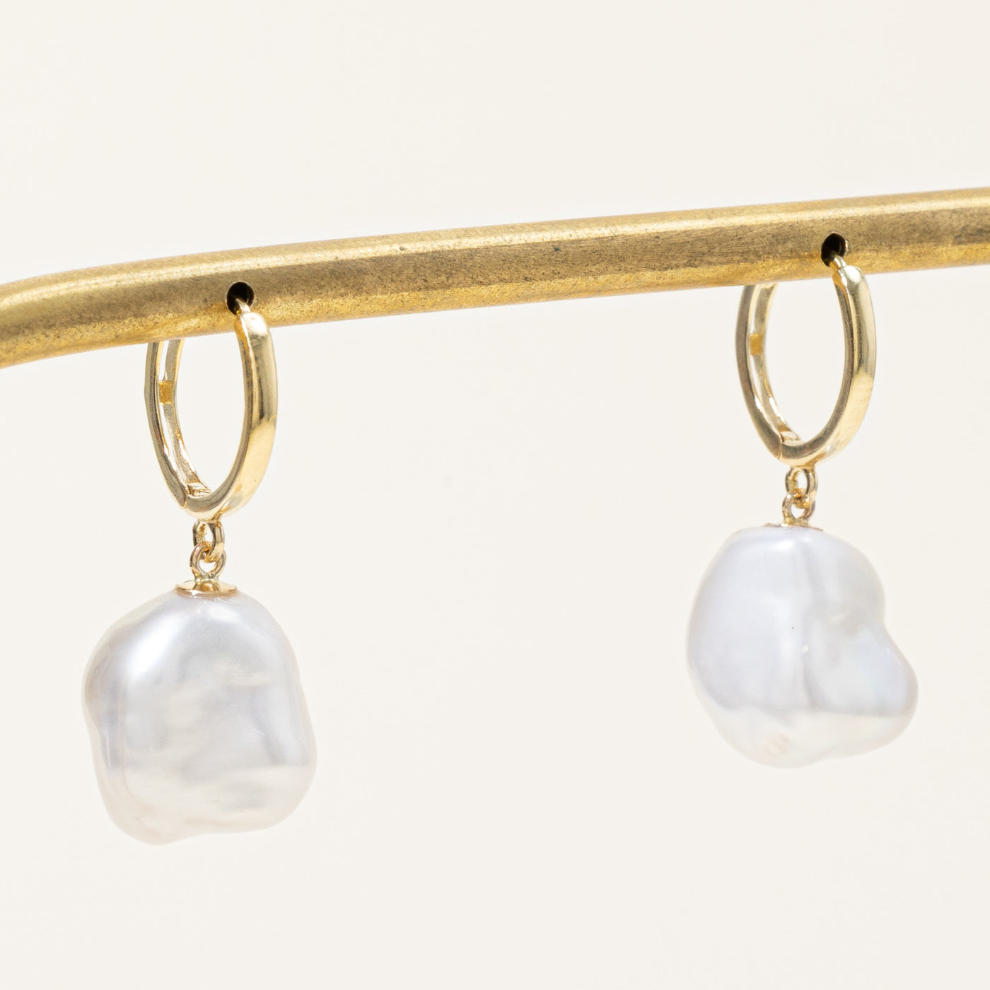 '100 Ways' Keshi Freshwater Pearl Hoop Drop Earrings