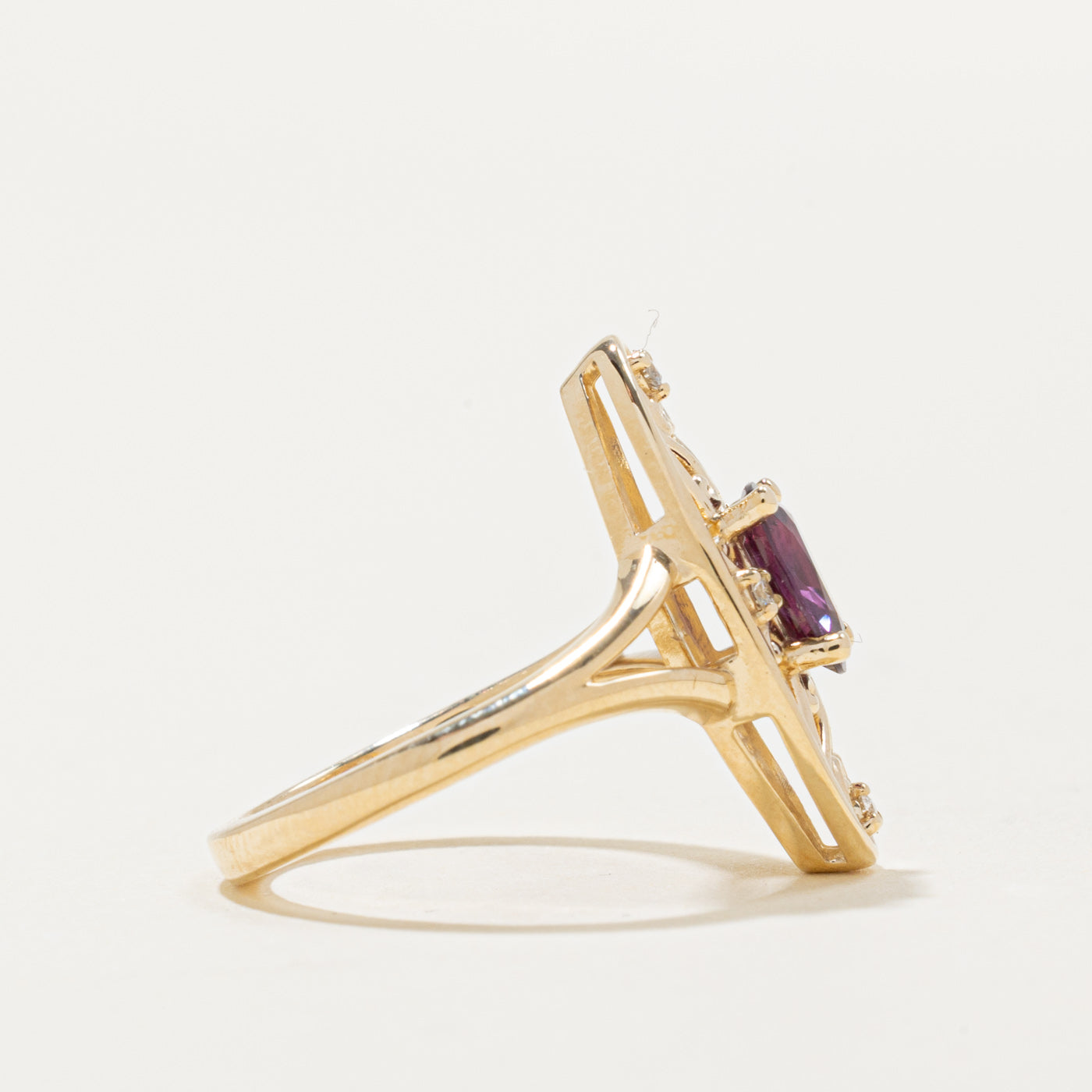 '100 Ways' 10k Ruby & Diamond Navette Ring | 0.82ct, 0.05ctw | SZ 5.5