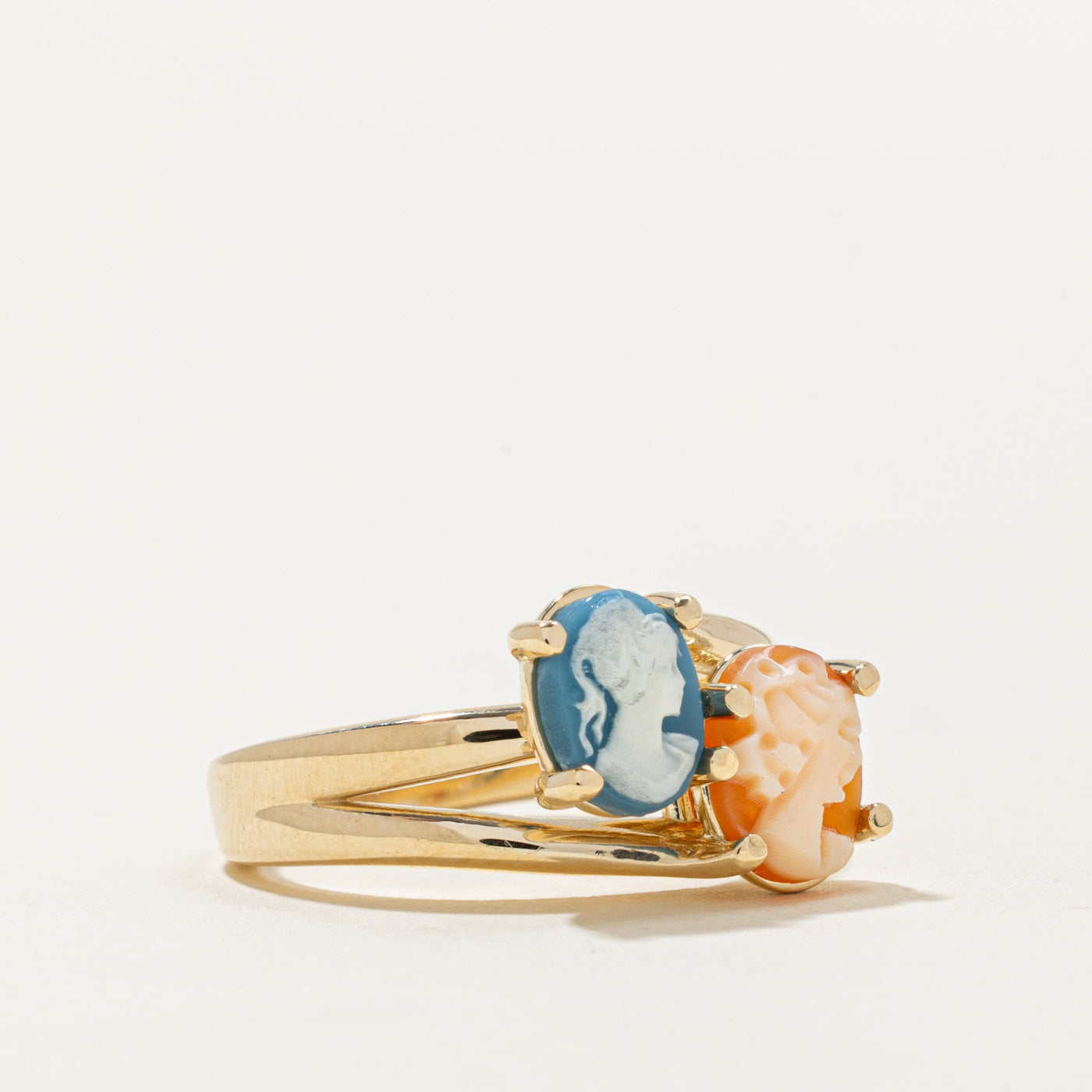 '100 Ways' 14k Cameo Toi et Moi Ring | 1.15ctw | SZ 7