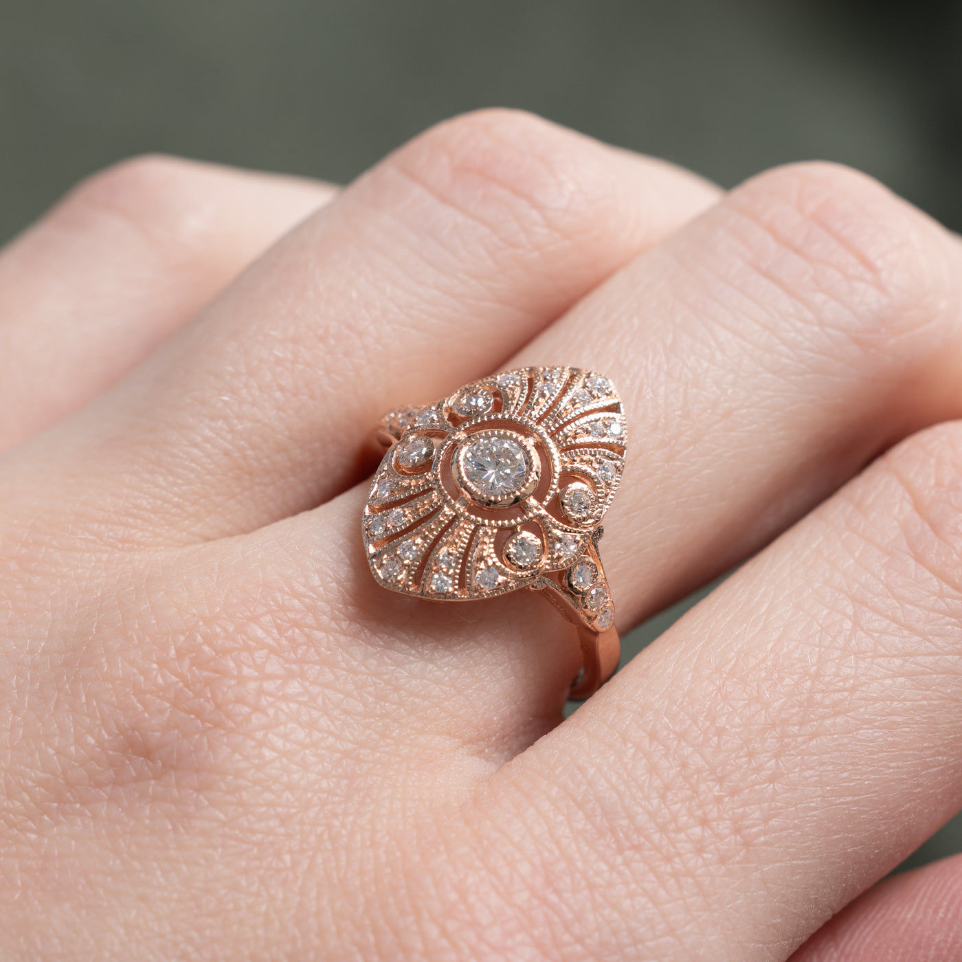 '100 Ways' Art Deco Inspired Rose Gold Diamond Ring | 0.49ctw | SZ 6.75 |