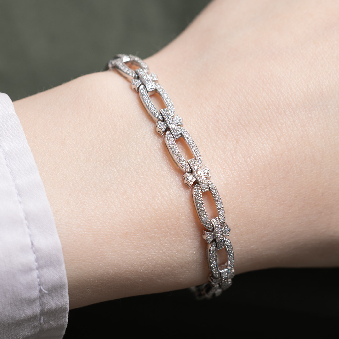 '100 Ways' Art Deco Inspired Diamond Oval Link Bracelet | 2.36ctw | 7" |