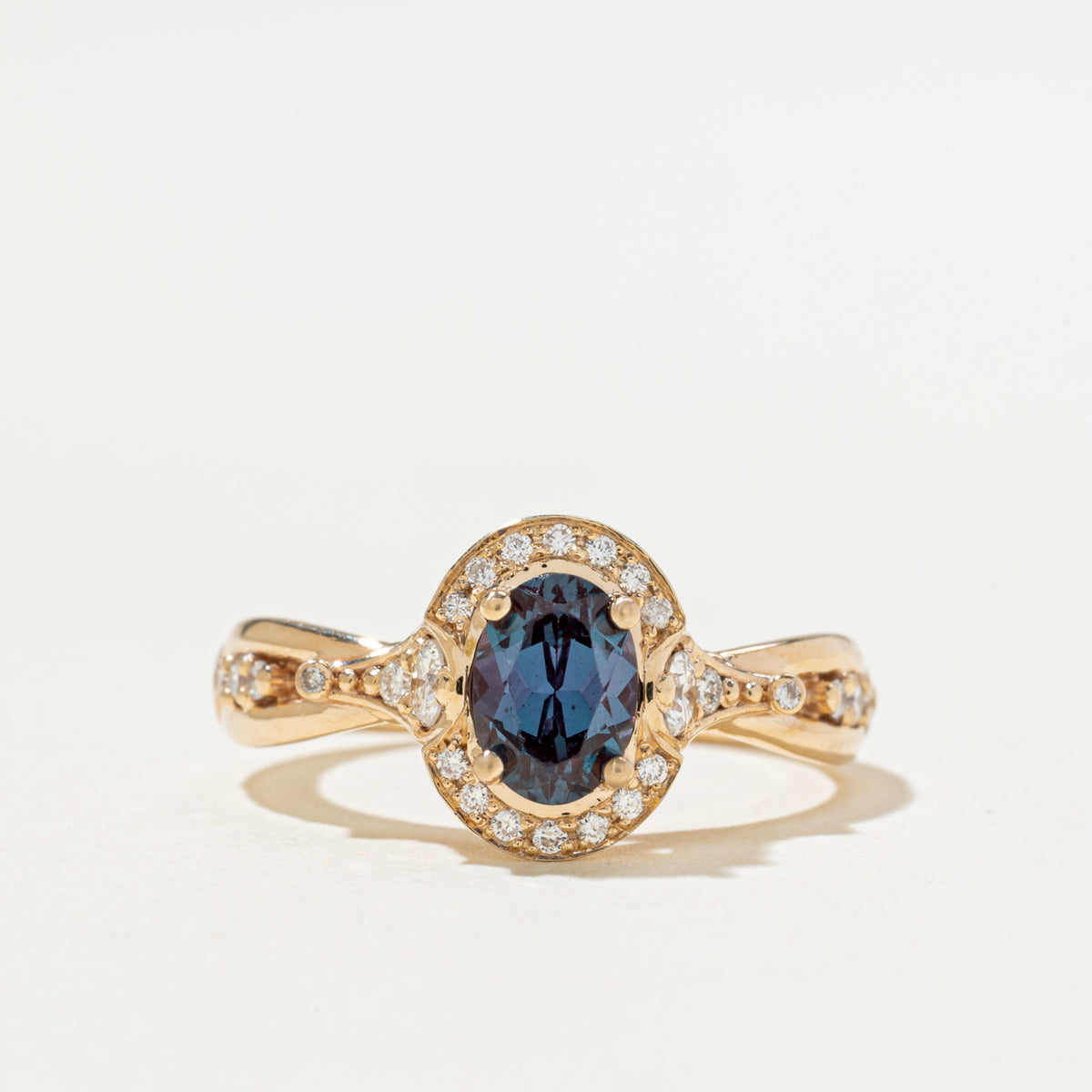 '100 Ways x Anton Pavlenko Design' 14k Sapphire & Diamond Halo Ring | 0.75ct, 0.27ctw | SZ 6.5