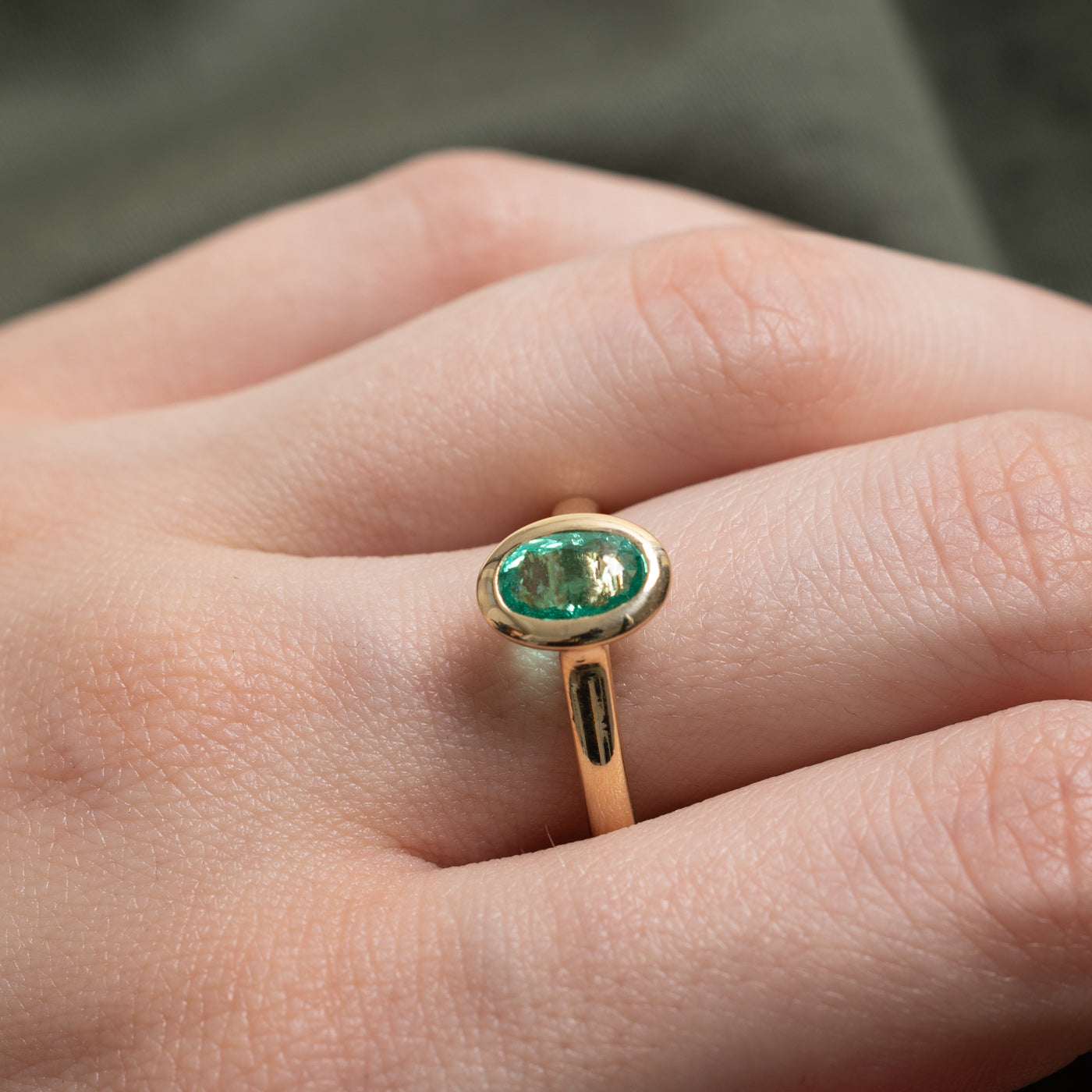 '100 Ways' 14k Yellow Gold Bezel Set Emerald Ring | 1.21ct | SZ 7
