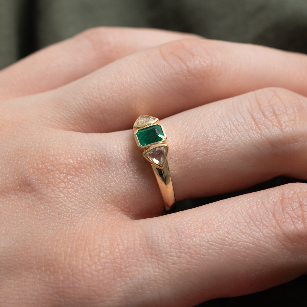 '100 Ways' 9k Emerald & Rose Cut Diamond Accented Ring | 0.62ct, 0.20ctw | SZ 7