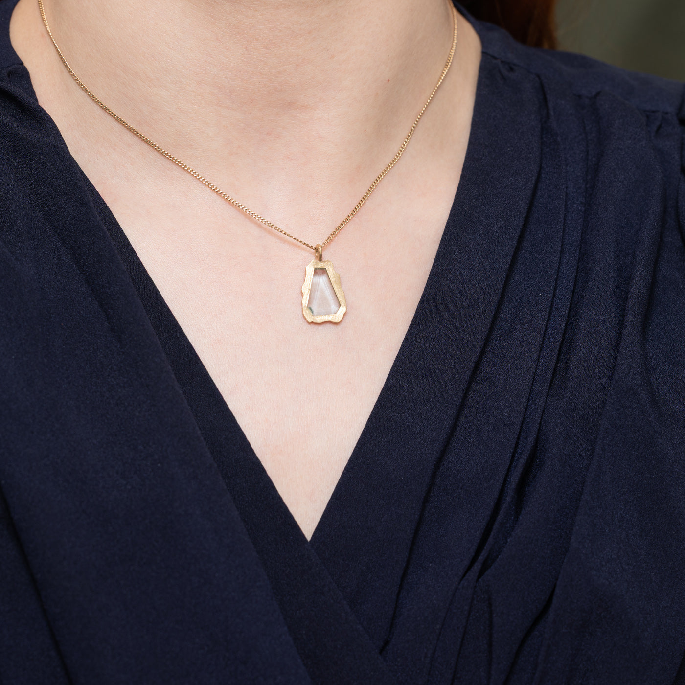 '100 Ways' 9k Yellow Gold Portrait Cut Aquamarine Pendant | 1.66ct