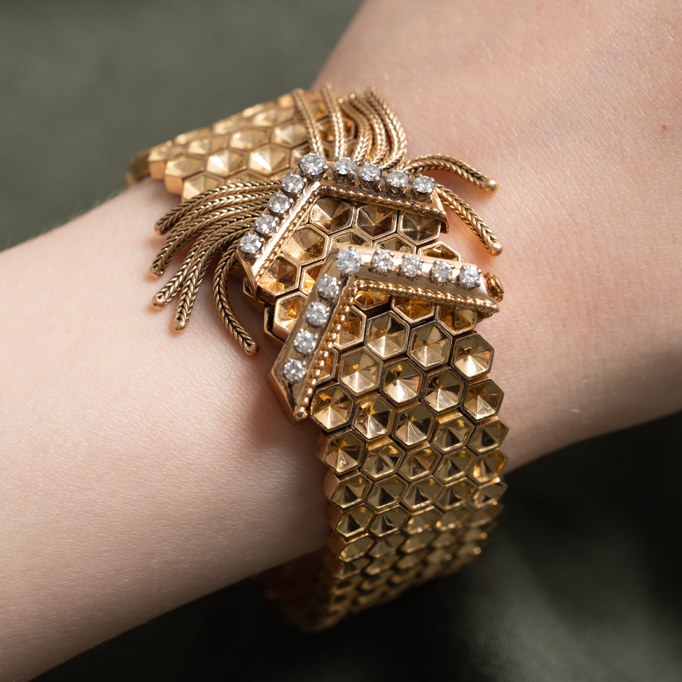 Vintage French Honeycomb Diamond Bracelet | 0.54ctw