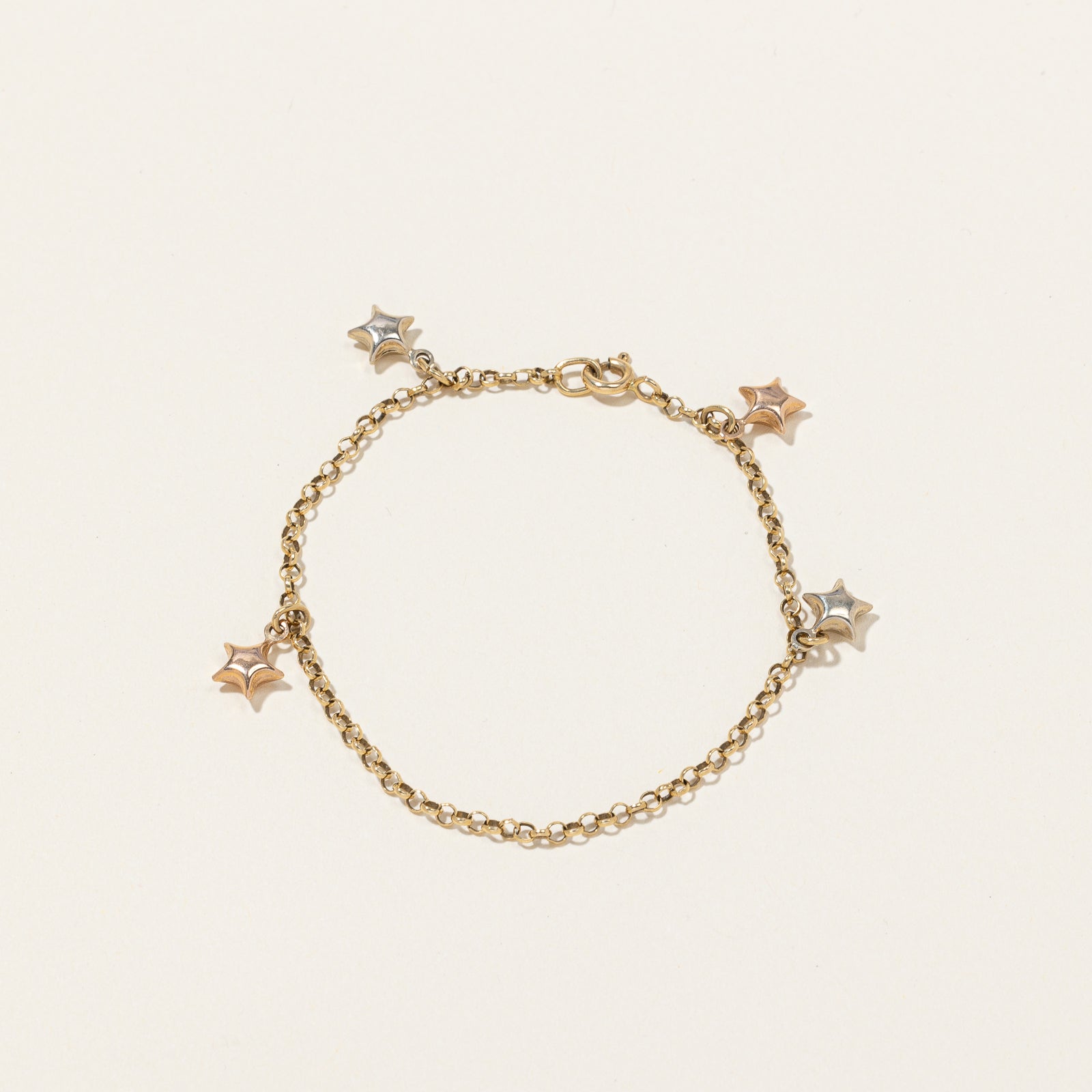 Bracelet à breloques étoile en or tricolore 18 carats | 17,8 cm |