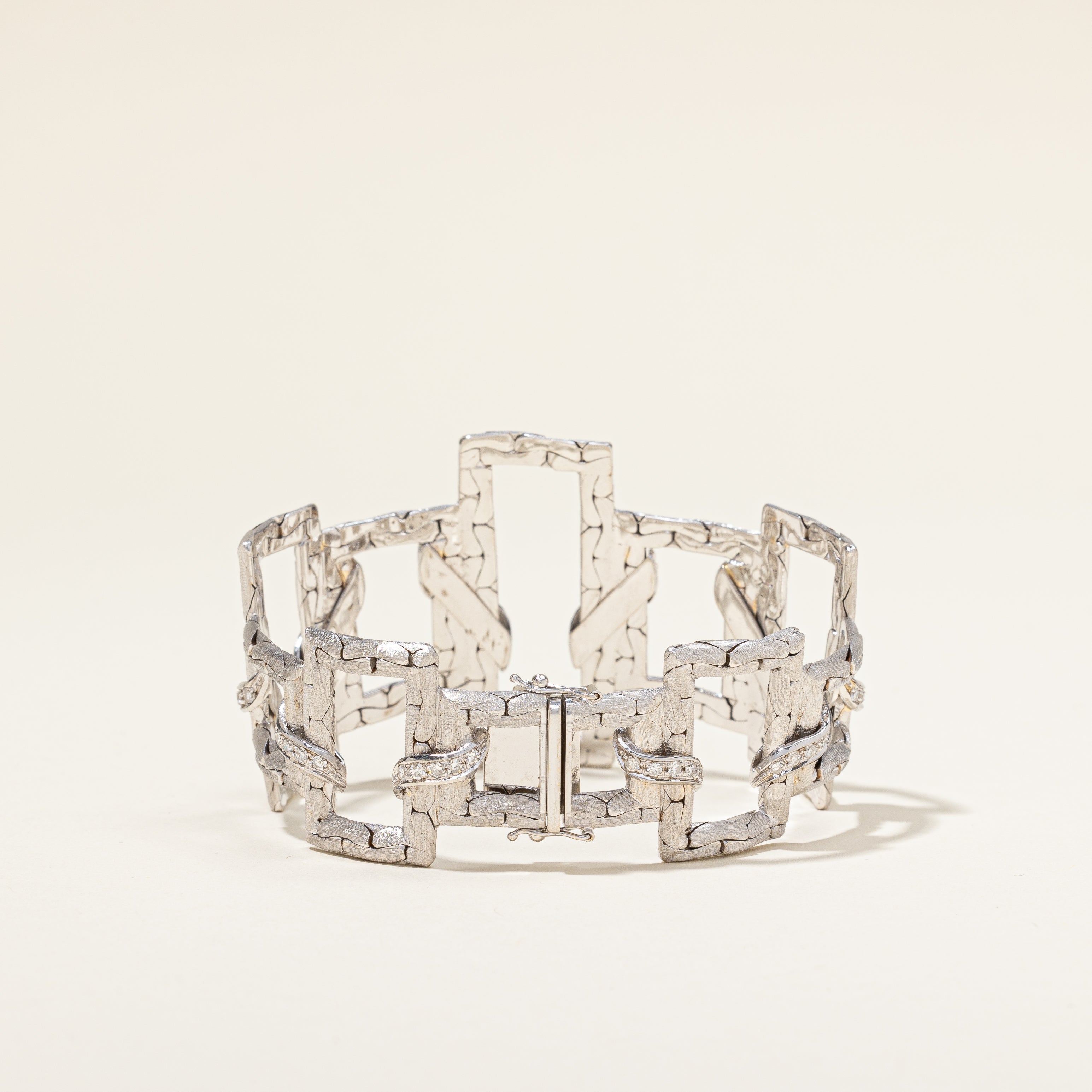 Vintage Italian Diamond Large Abstract Bracelet | 0.50ctw | 7" |