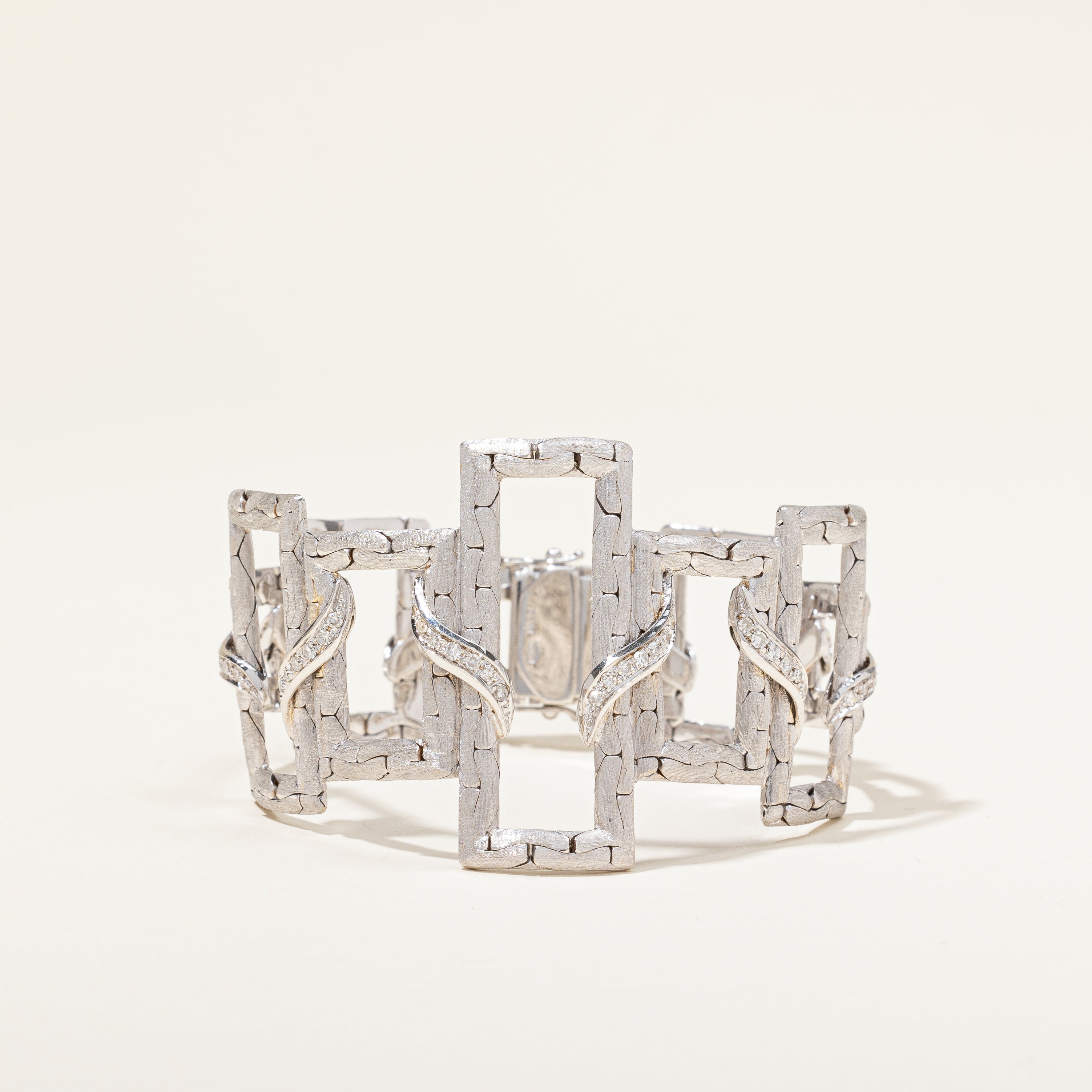Vintage Italian Diamond Large Abstract Bracelet | 0.50ctw | 7" |