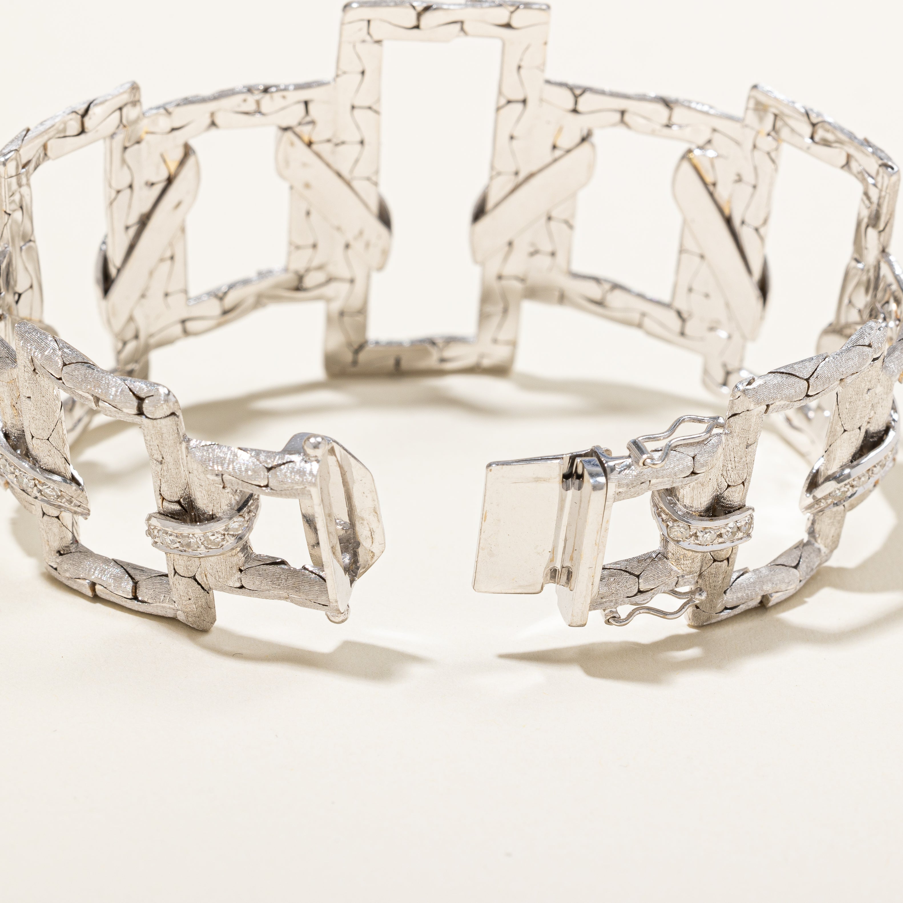 Vintage Italian Diamond Large Abstract Bracelet | 0.50ctw | 7" |