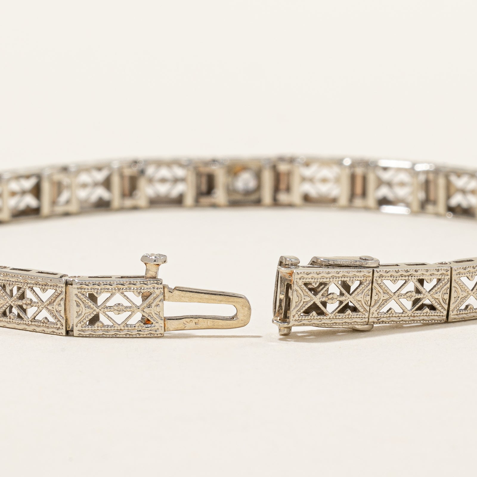 Vintage Natural Diamond & Synthetic Sapphire Line Bracelet | 0.08 ct, 0.16ctw | 7"