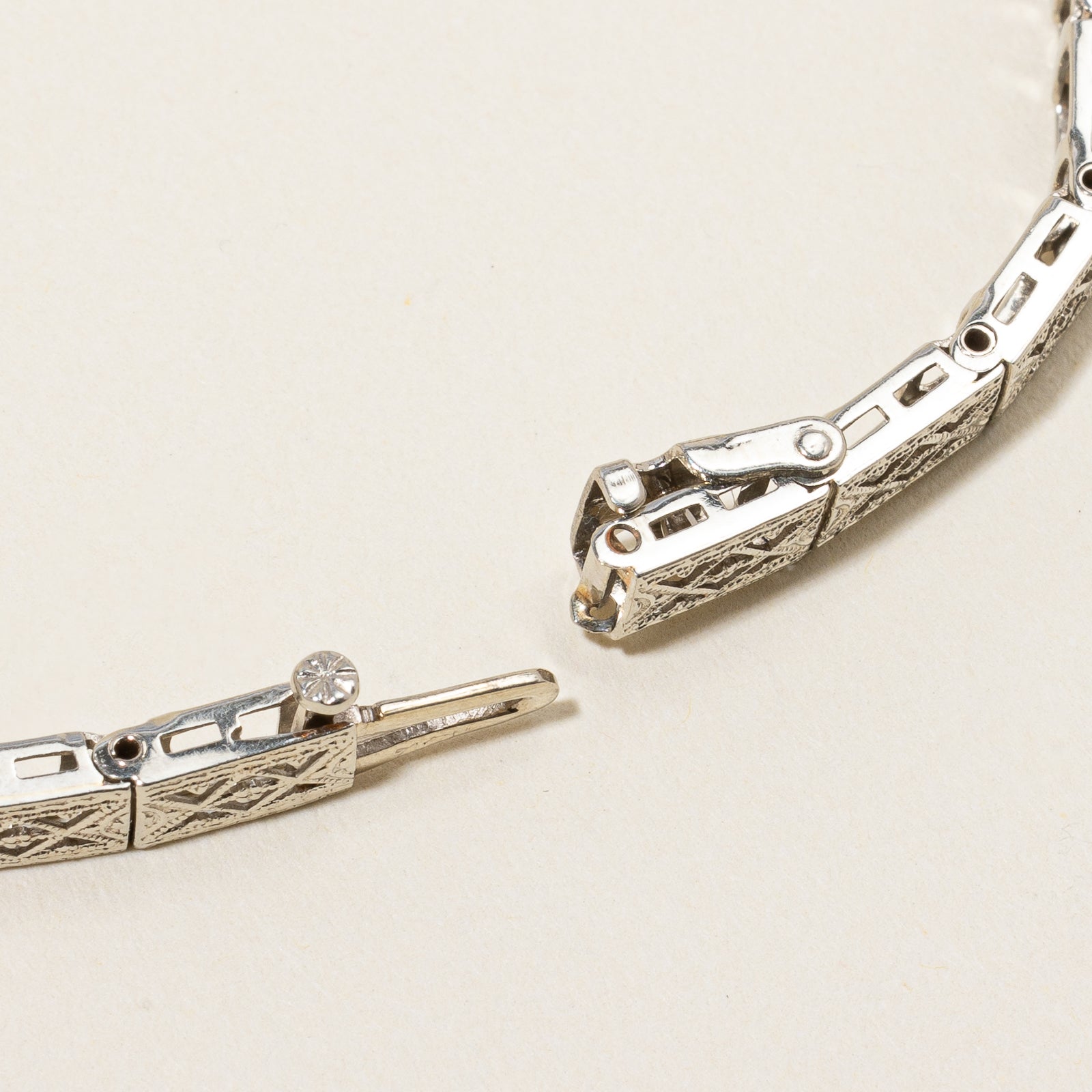 Vintage Natural Diamond & Synthetic Sapphire Line Bracelet | 0.08 ct, 0.16ctw | 7"